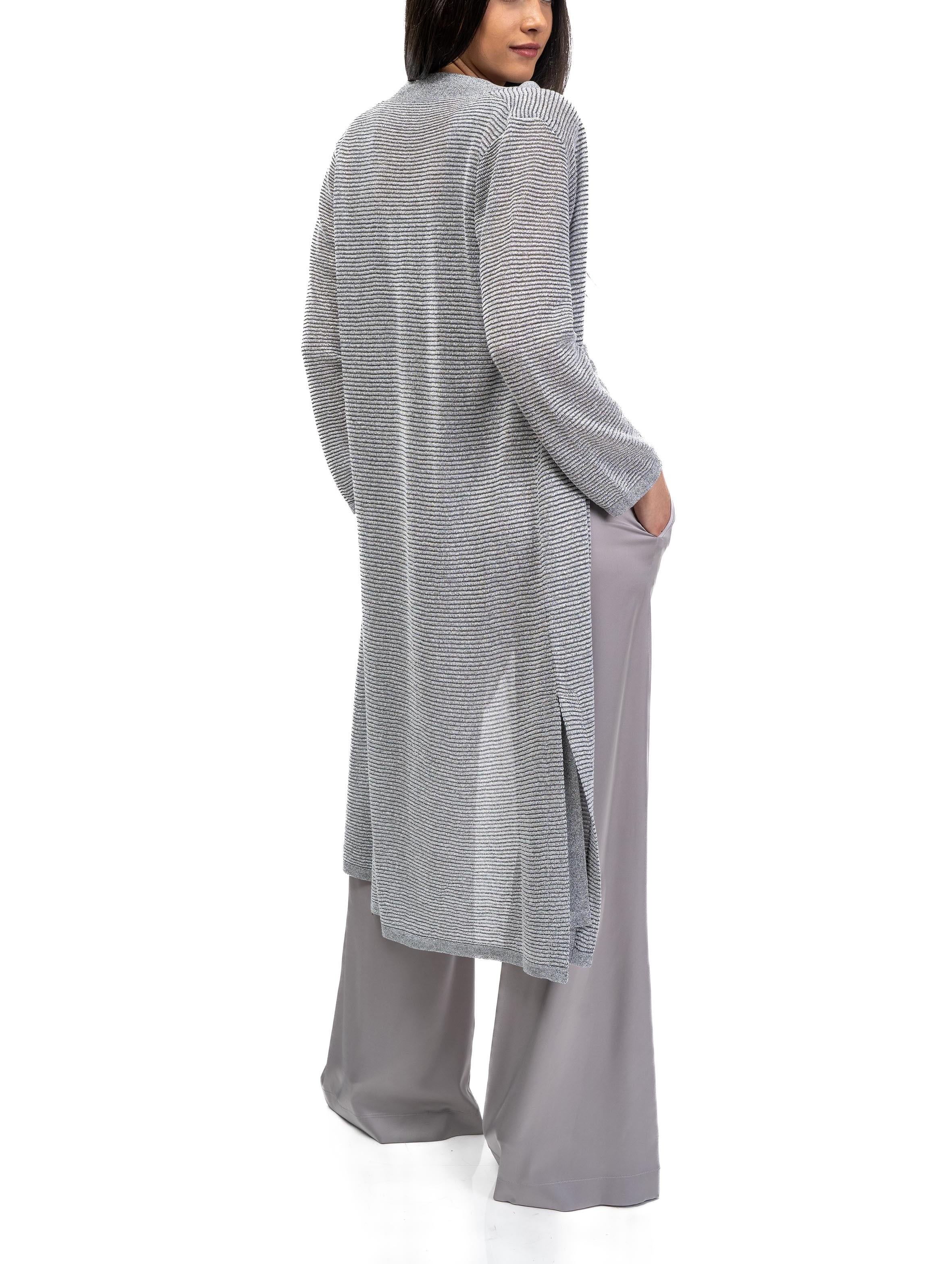 Cardigan lungo in lurex oro 60190 12 ACCIAIO D.EXTERIOR