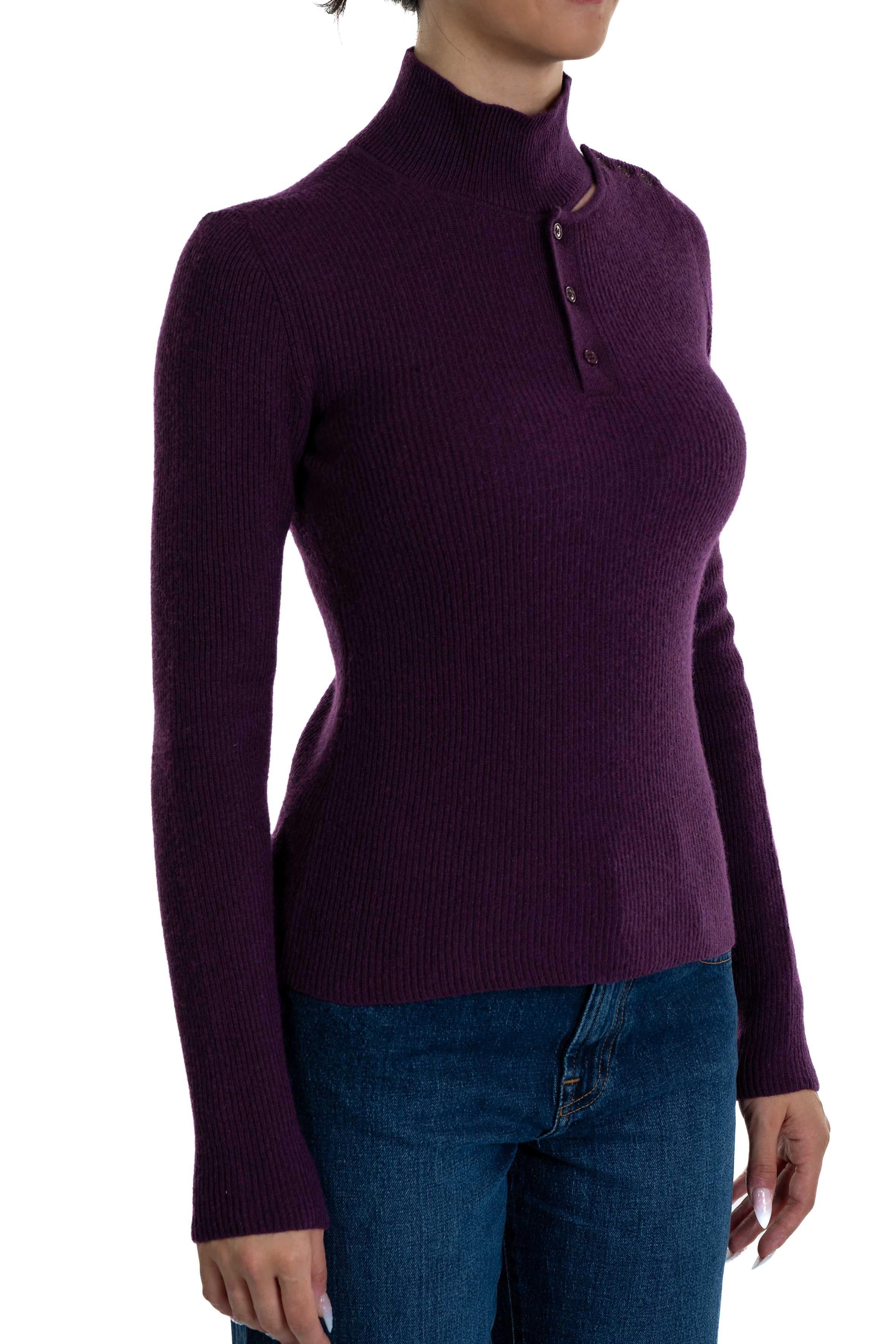 Maglia in cachemire con spalle aperte 32005 353 MELANZANA FEDERICA TOSI