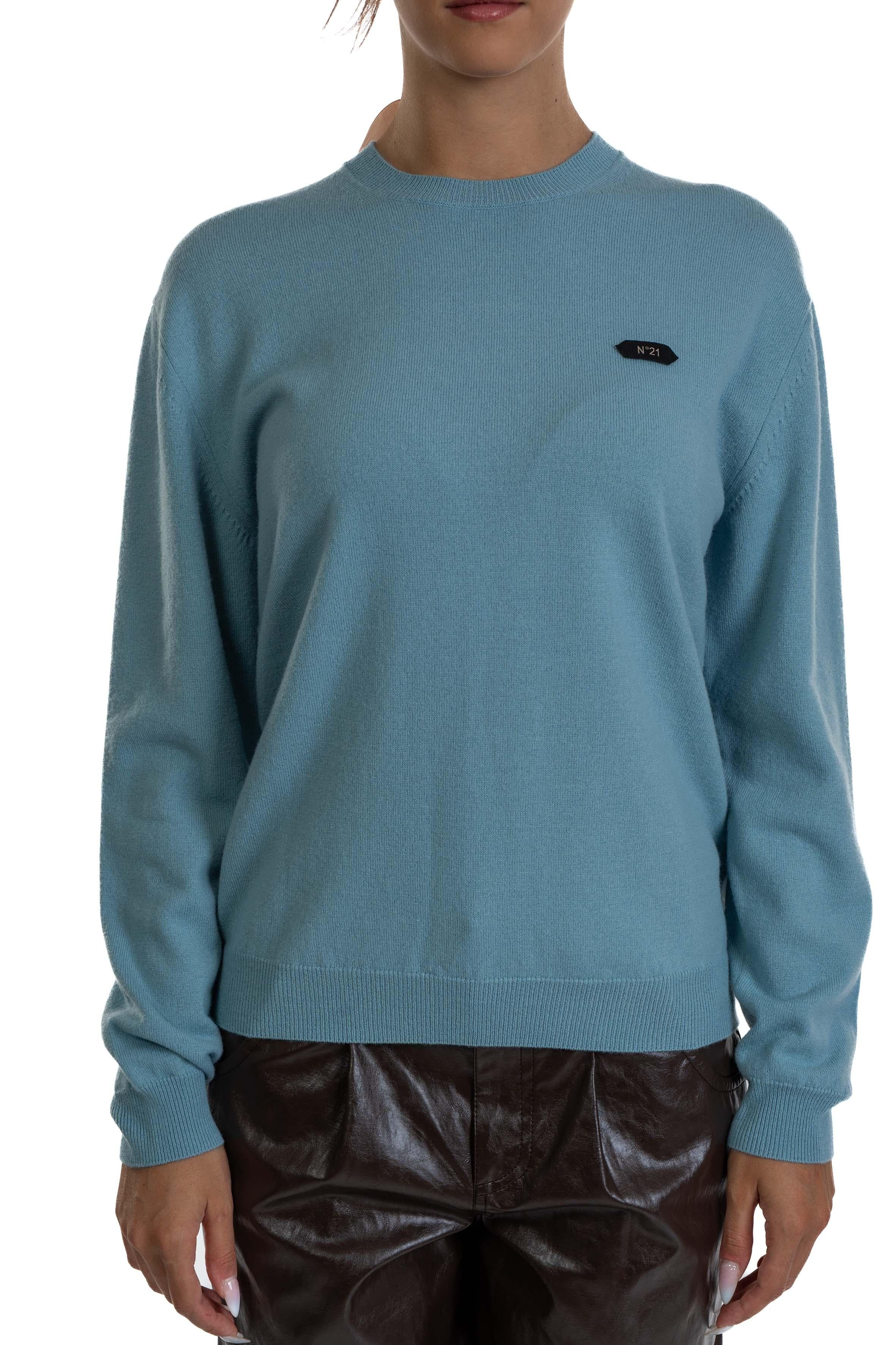 Maglia a girocollo celeste A037 6307 N° 21