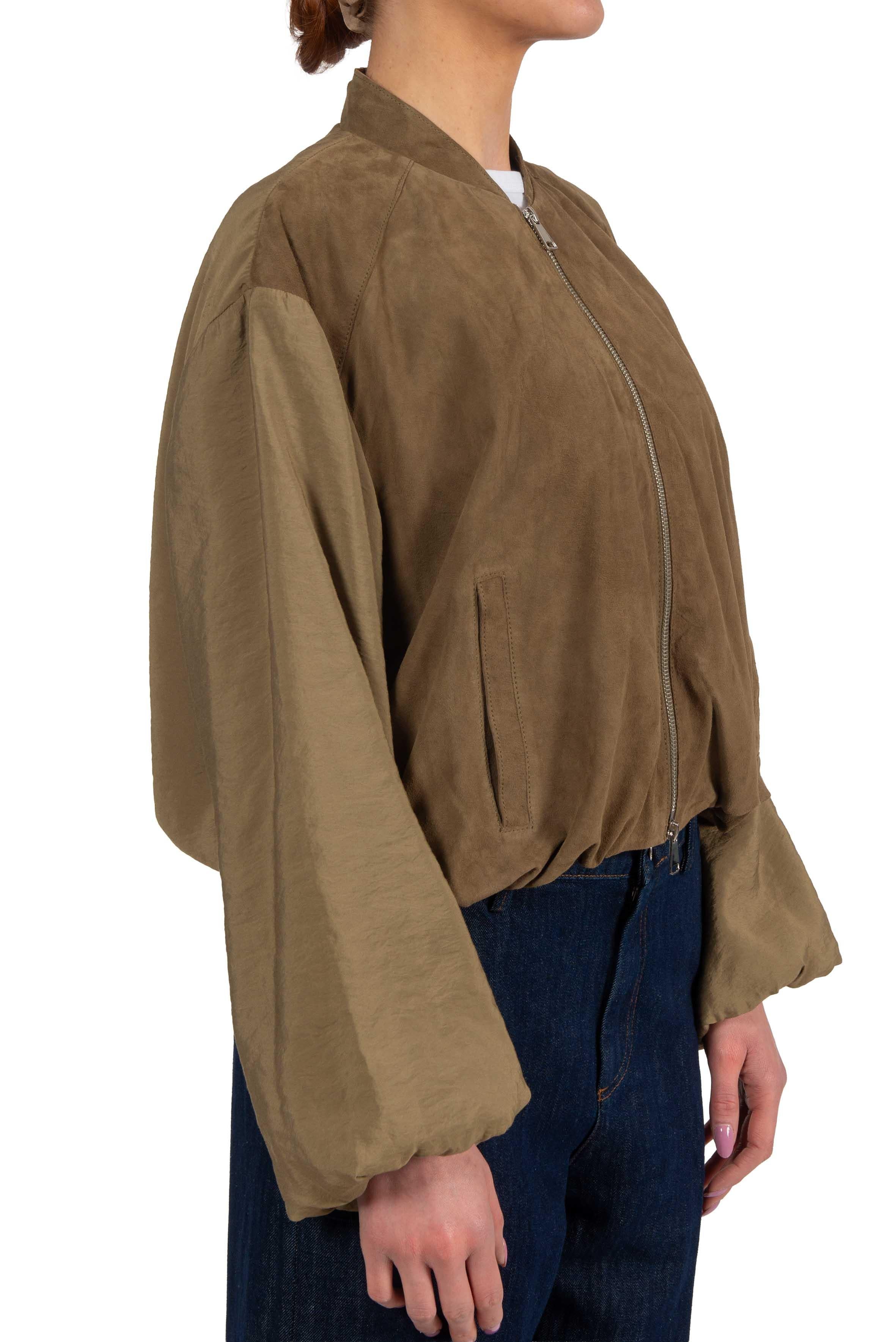 Bomber in tessuto e camoscio ELLA MIX SALVIA THE JACKIE LEATHERS