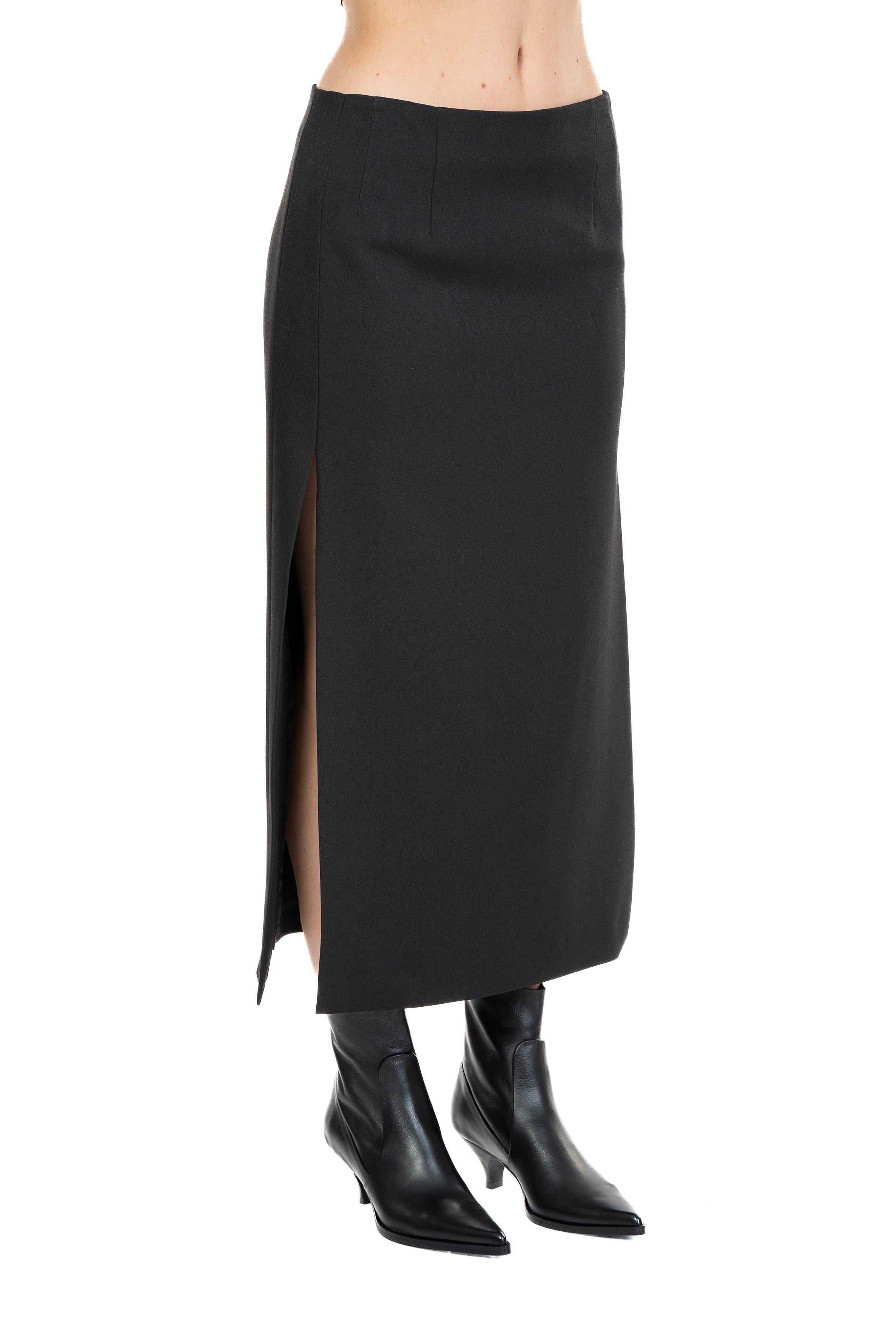 Gonna longuette nera con spacchi 4699 4334 BLACK ALICE MILLER