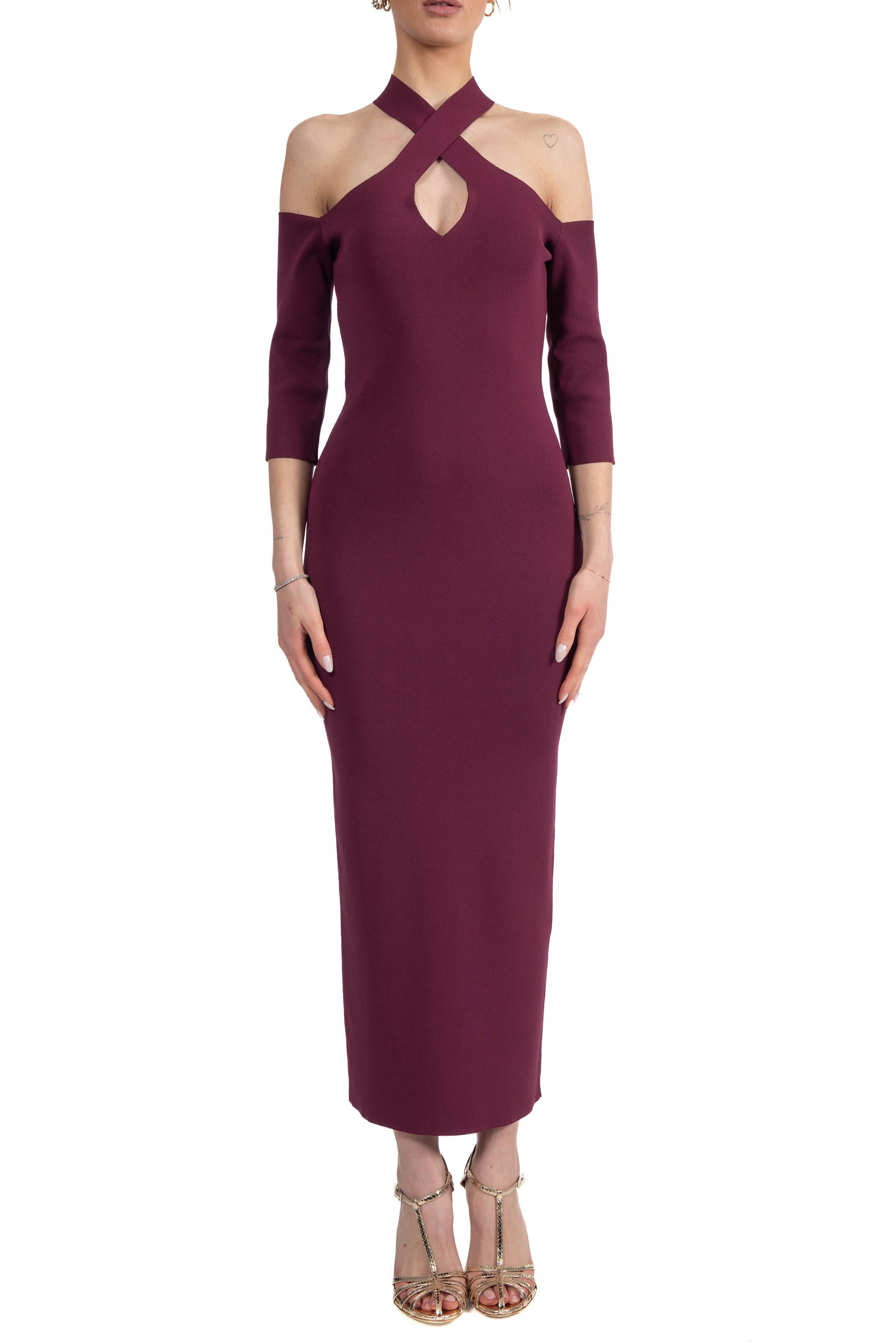 Abito lungo scollo incrocio melanzana 42302 MELANZANA FEDERICA TOSI