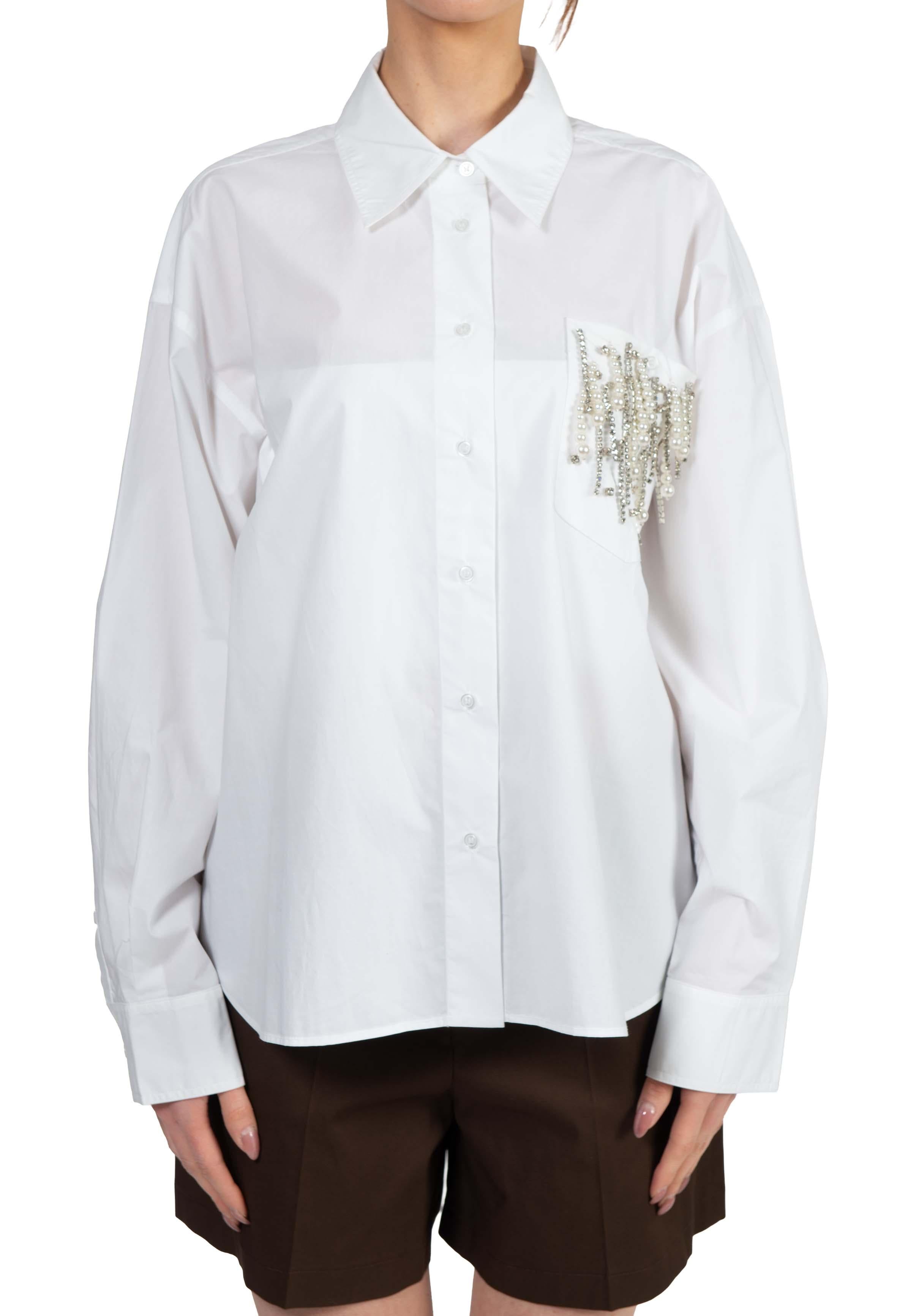 Camicia oversize bianca con decotazioni JOMMEKE WHITE ESSENTIEL ANTWERP