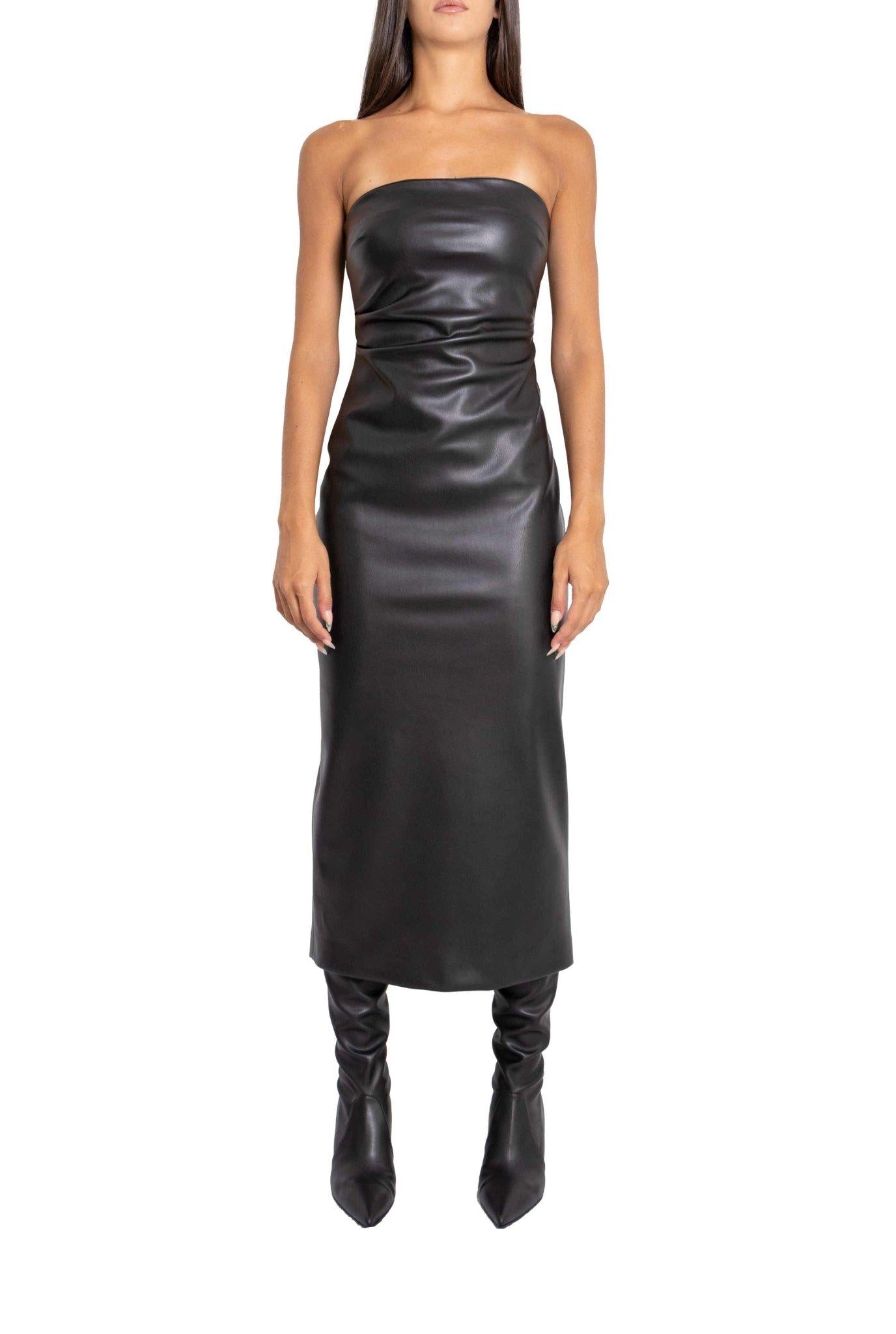 Abito midi in ecopelle nera 3985 3044 N ALICE MILLER