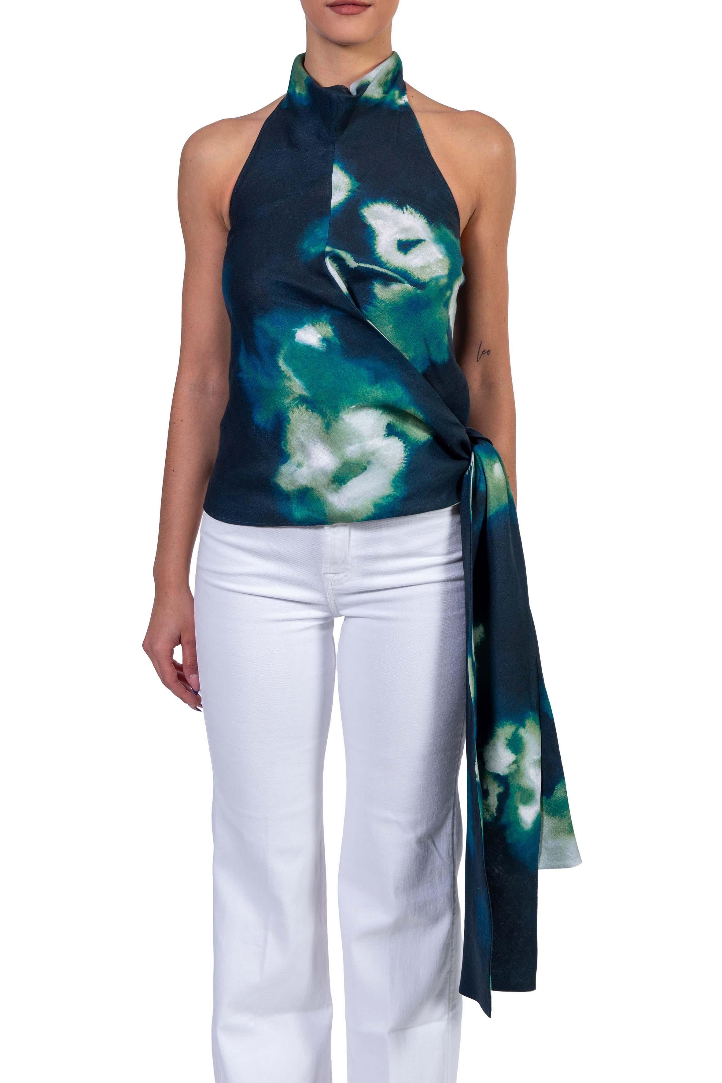 Top Blanca collo a cratere fantasia blu BLANCA L6SL64 NOTTE LIVIANA CONTI