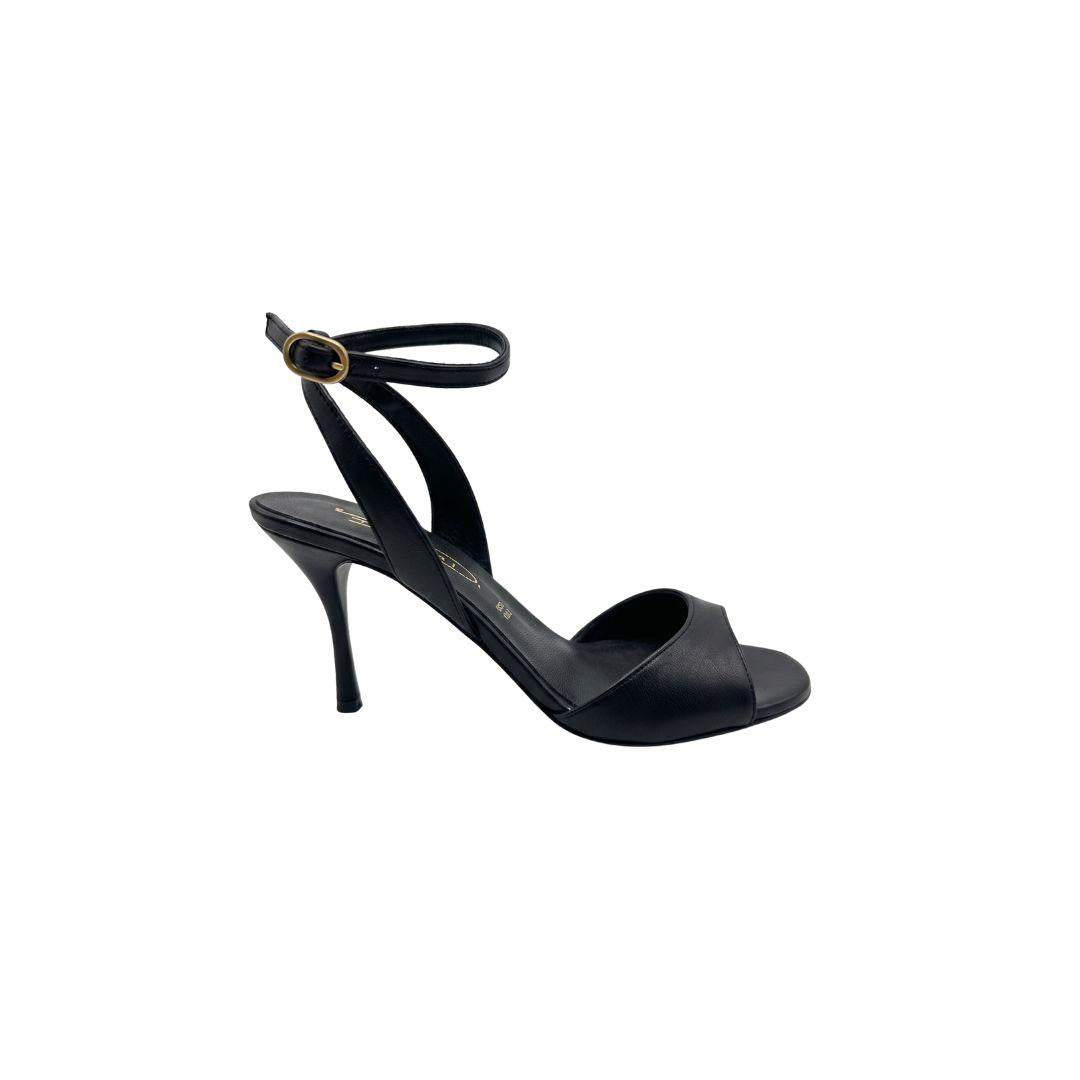Sandalo in pelle nera 2921 NERO BIANCA DI
