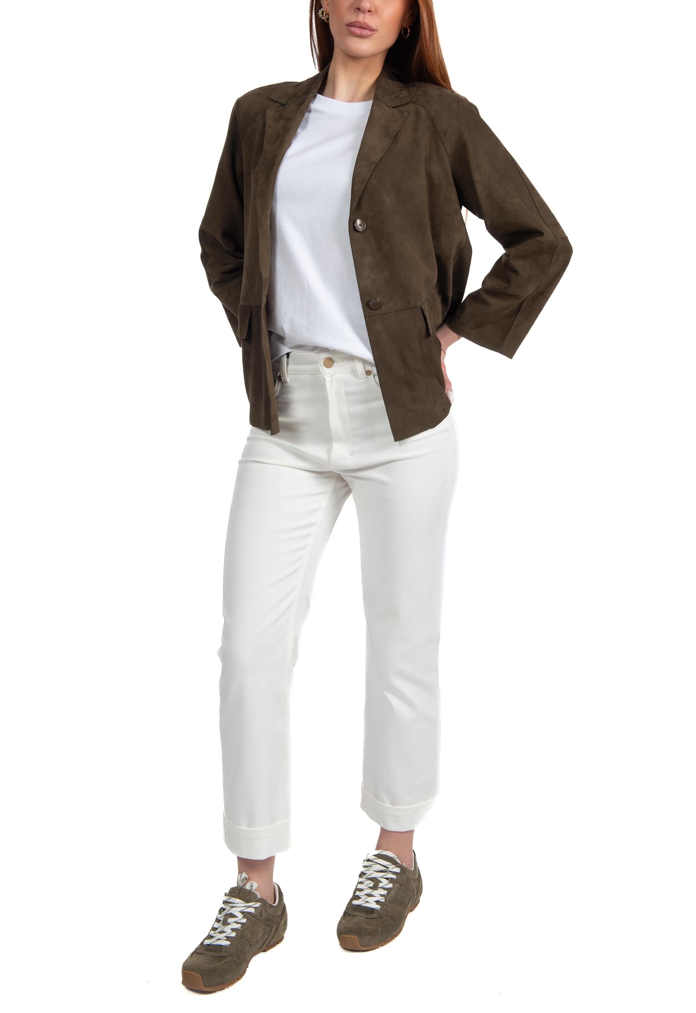 Giacca in camoscio Lara marrone LARA 126 THE JACKIE LEATHERS