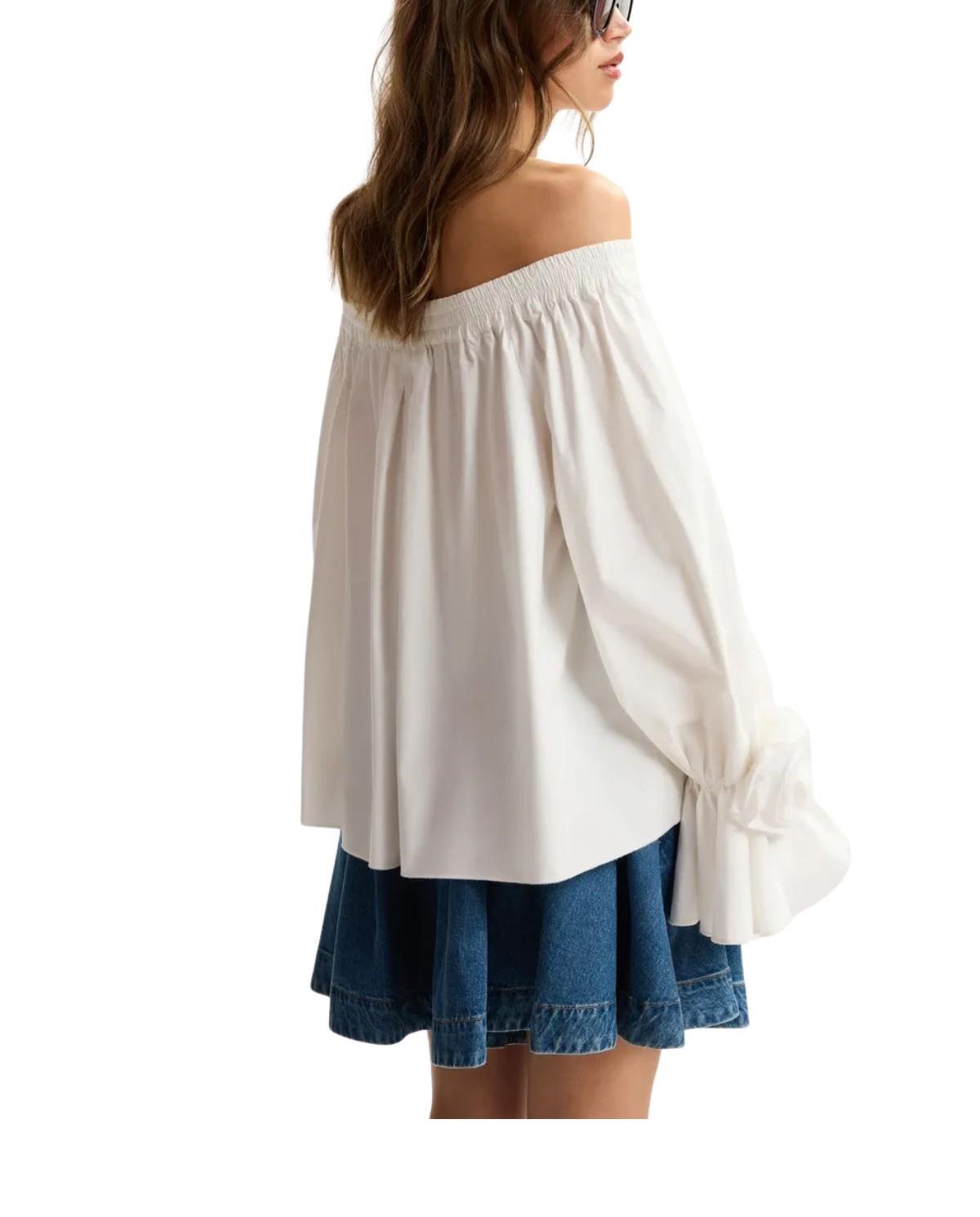 Blusa in cotone bianco con dettagli a rosa JOFIE WHITE ESSENTIEL ANTWERP