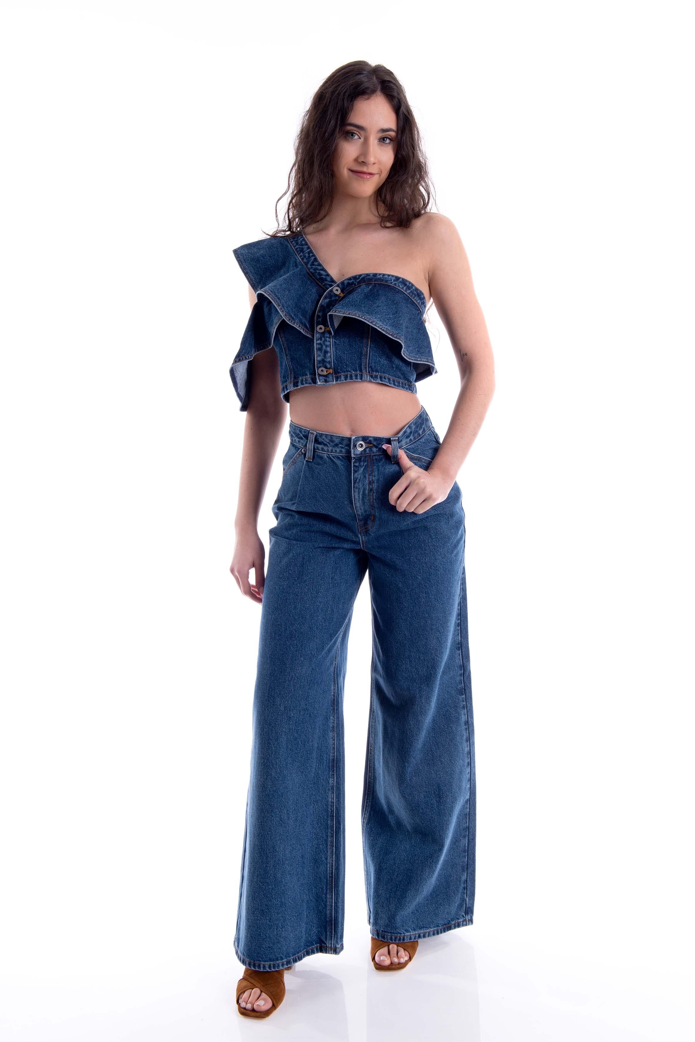 Top monospalla in denim 825T J SELF PORTRAIT