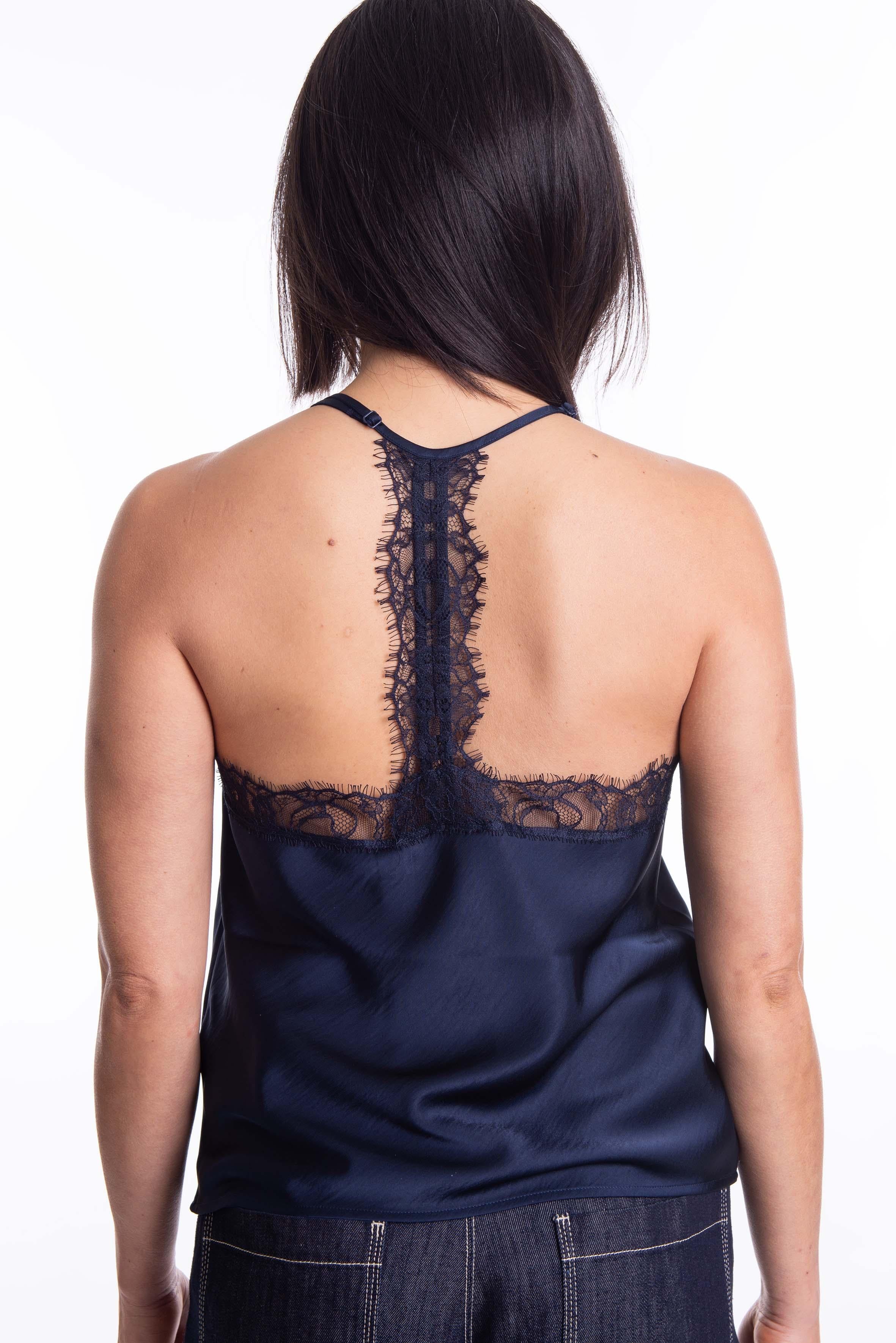 Canotta blu navy con pizzo FANG B ESSENTIEL ANTWERP