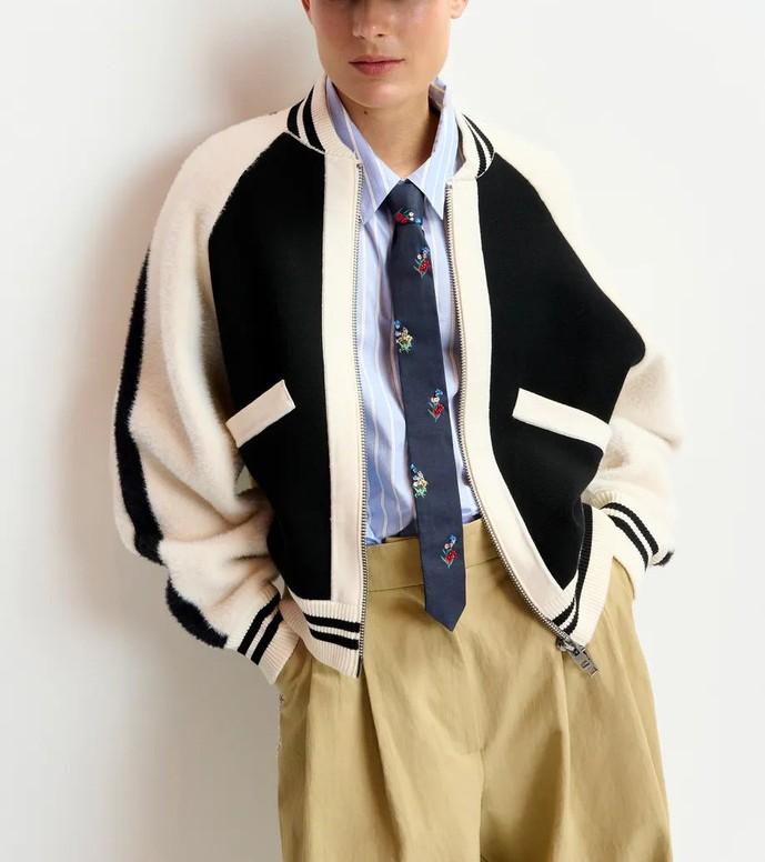 Bomber Idol in maglia bianco e nero IDOL BLACK ESSENTIEL ANTWERP