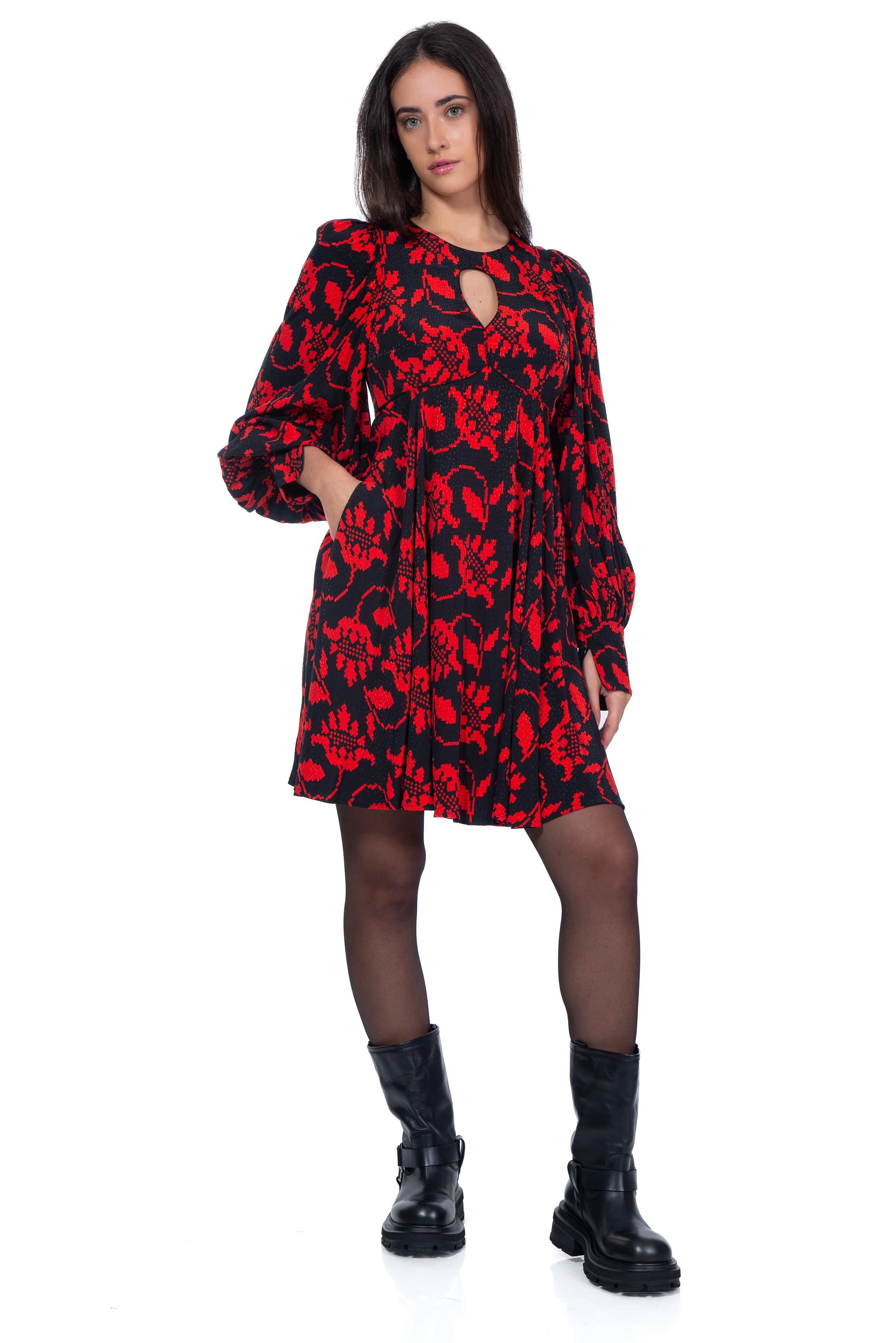 Abito Gendy fantasia rosso e nero GENDY R ESSENTIEL ANTWERP
