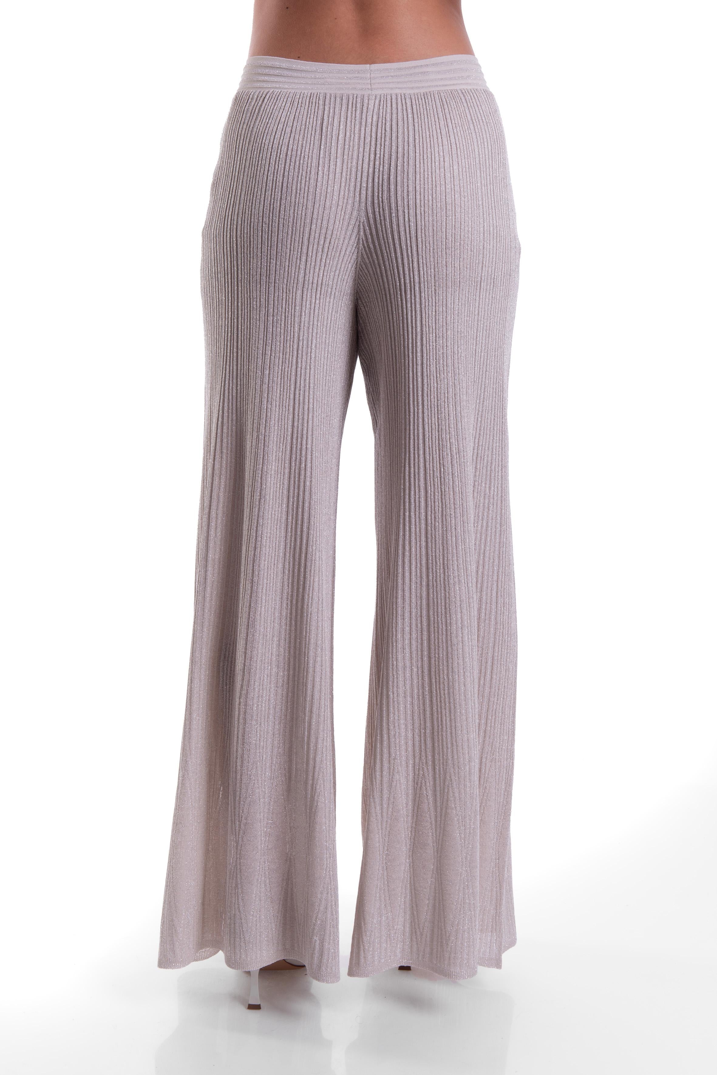 Pantalone palazzo lurex ghiaccio 58364 G D.EXTERIOR