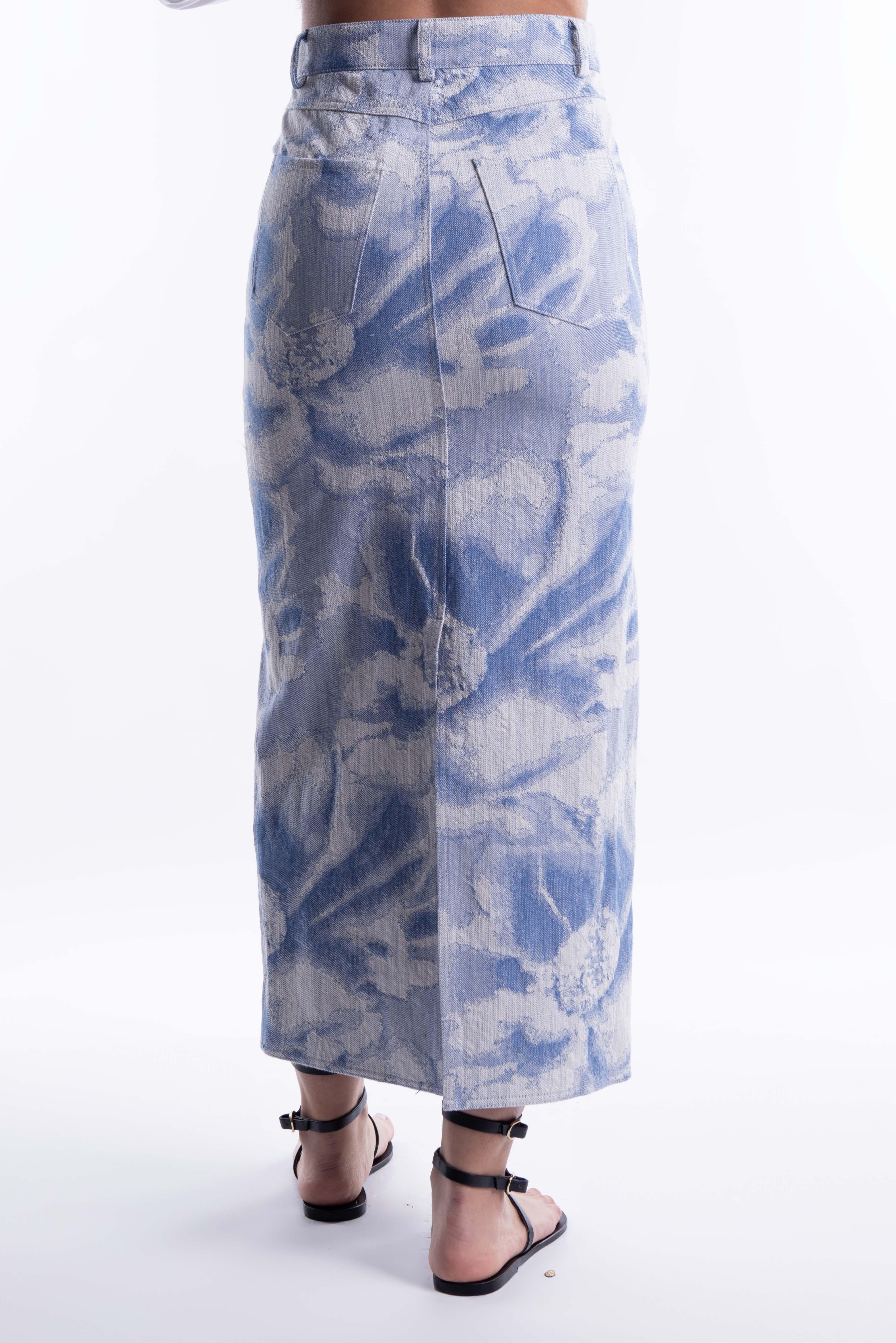 Gonna lunga jacquard celeste 3641MDD31 C MSGM