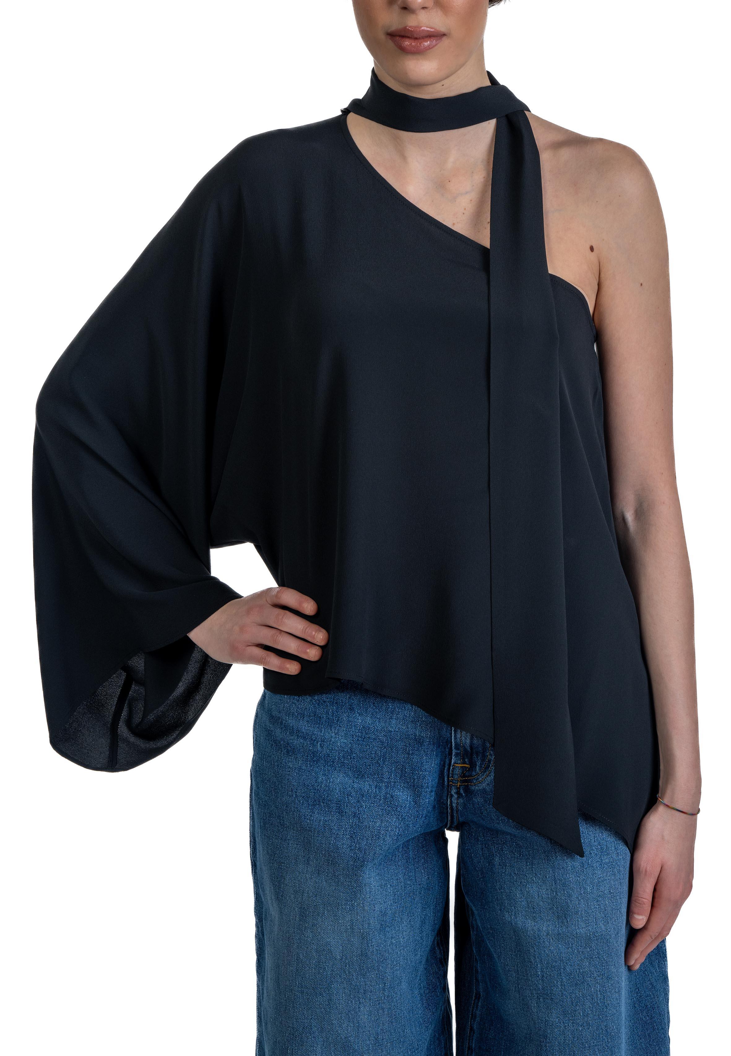 Crepe de chine one-shoulder 41106-412 BLACK 29 FEDERICA TOSI