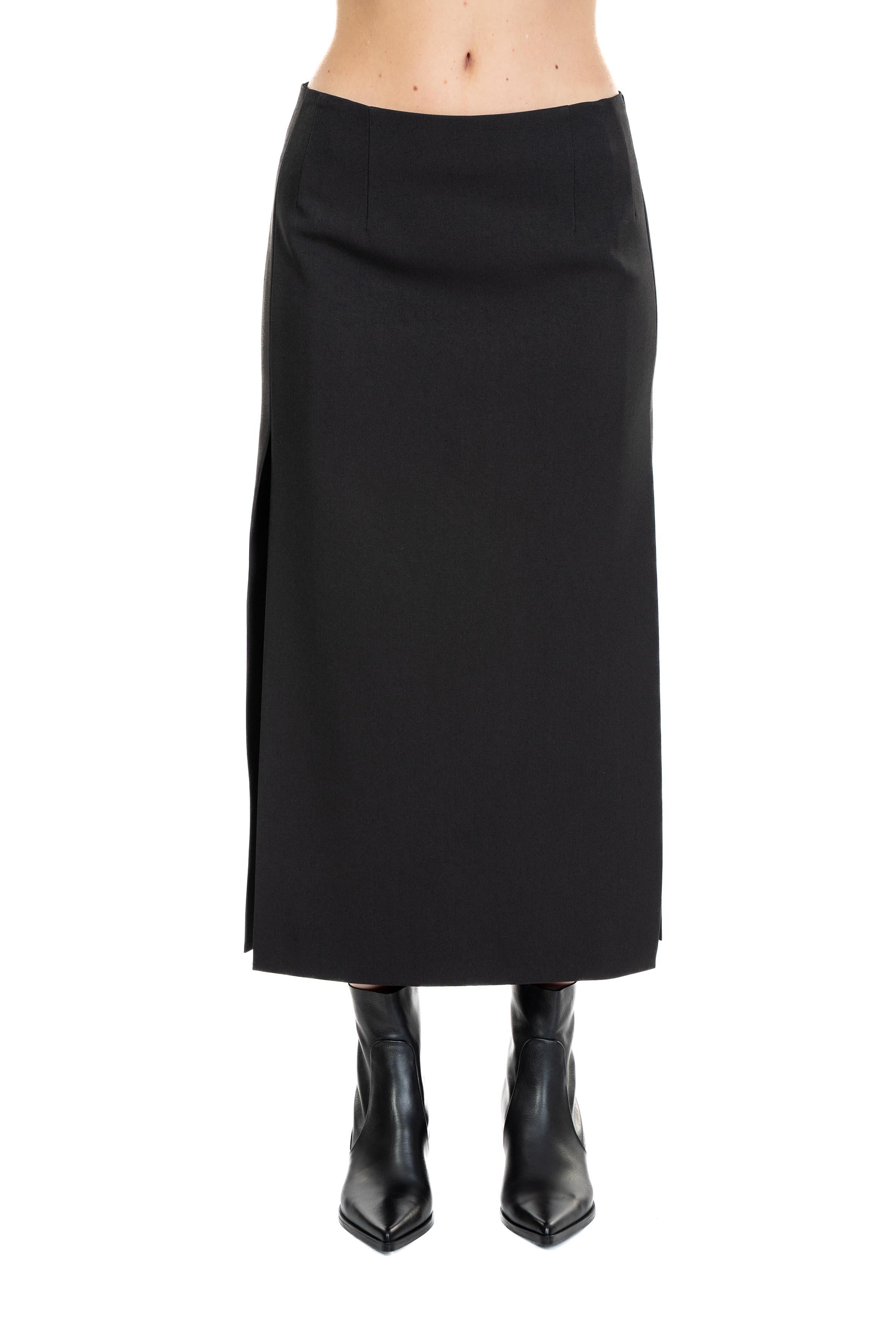 Gonna longuette nera con spacchi 4699 4334 BLACK ALICE MILLER