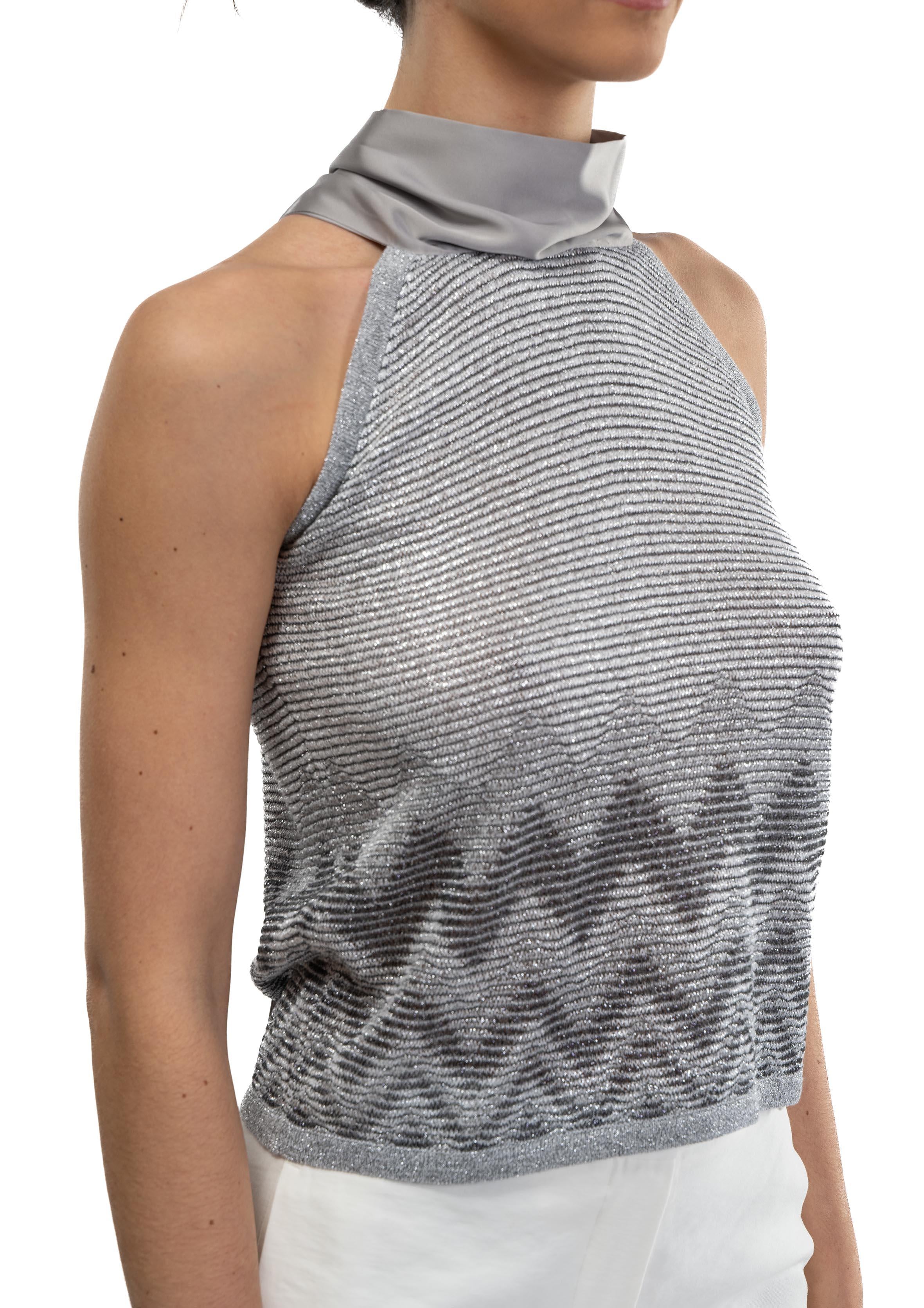 Top lurex con fiocco 60185 12 ACCIAIO D.EXTERIOR