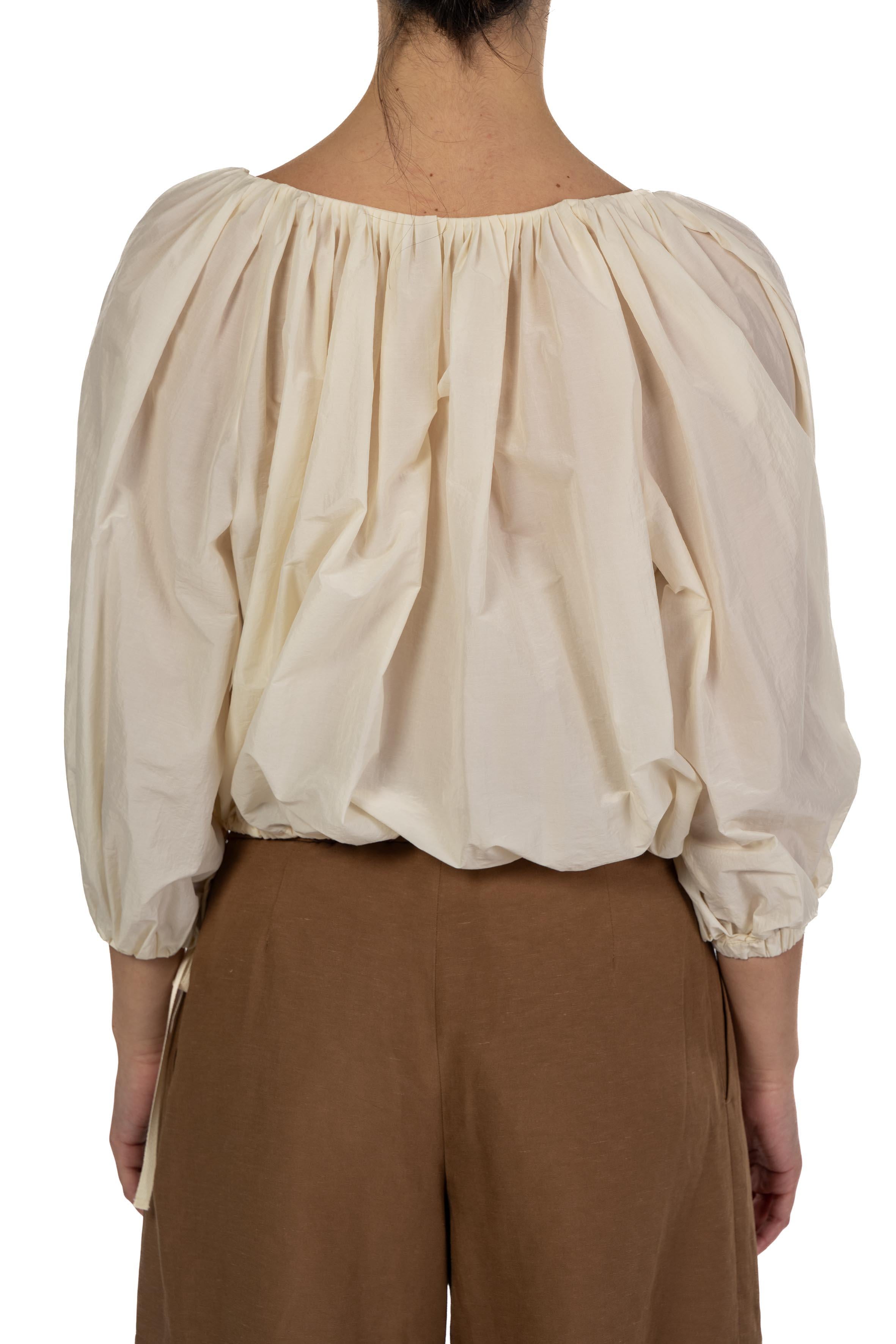 Blusa cropped in nylon A0213 2120 003 AVORIO PHILOSOPHY