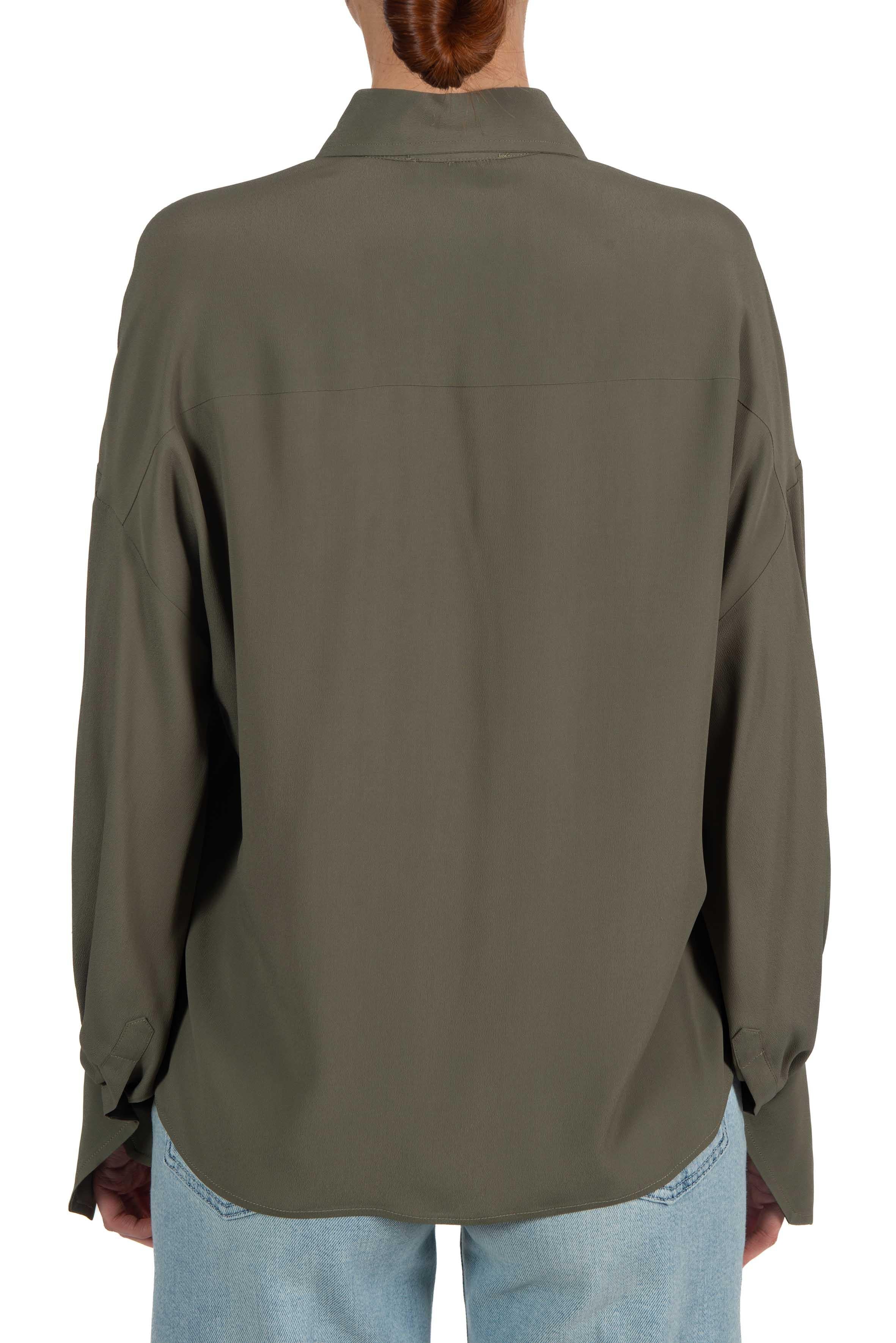 Blusa verde militare scollo a V.<BR/> 4032 4057 MILITARE ALICE MILLER