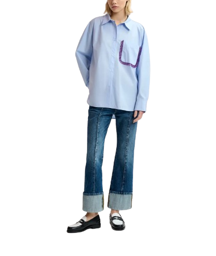 Camicia Get in cotone azzurro GET EMBELLISHED C ESSENTIEL ANTWERP