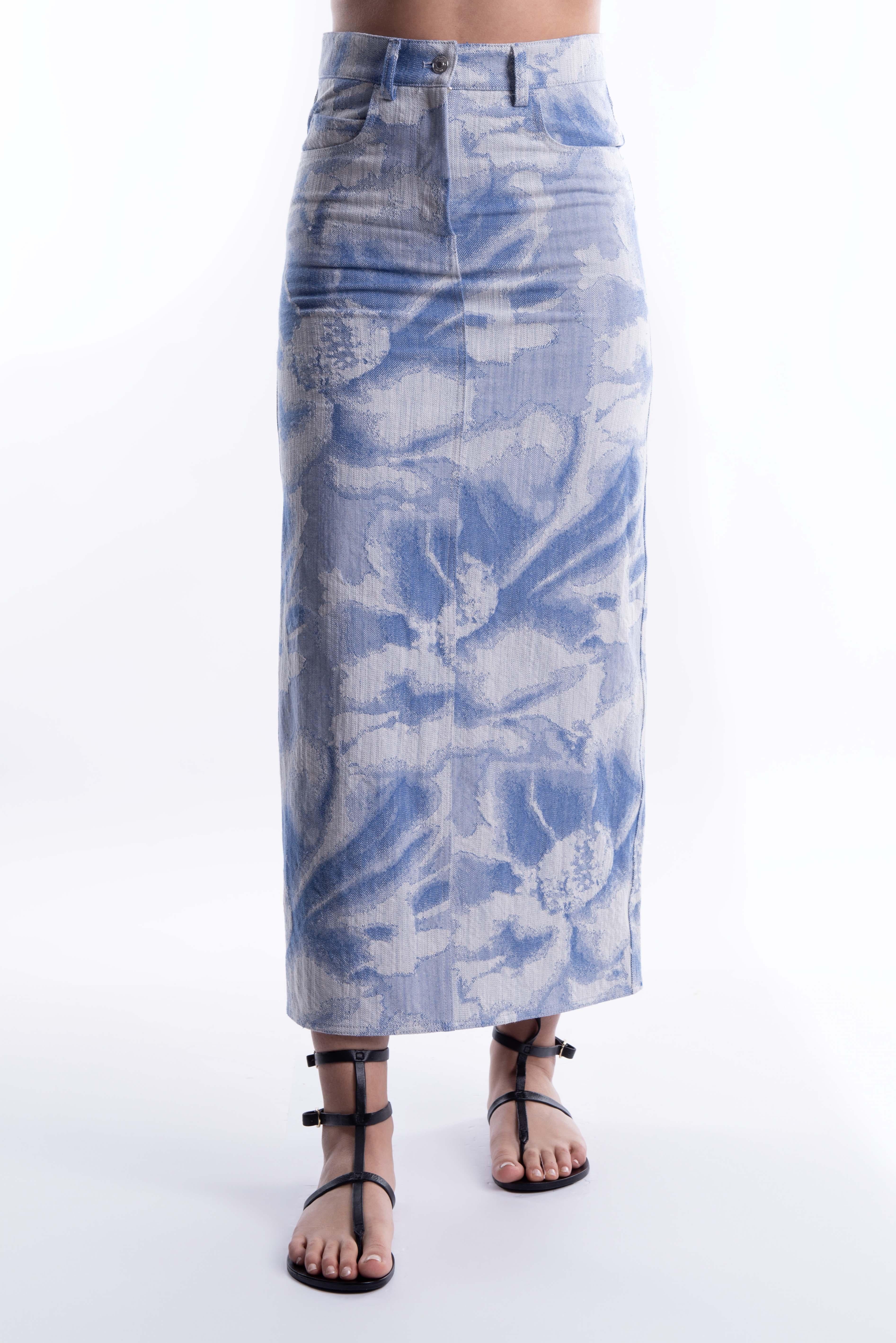 Gonna lunga jacquard celeste 3641MDD31 C MSGM