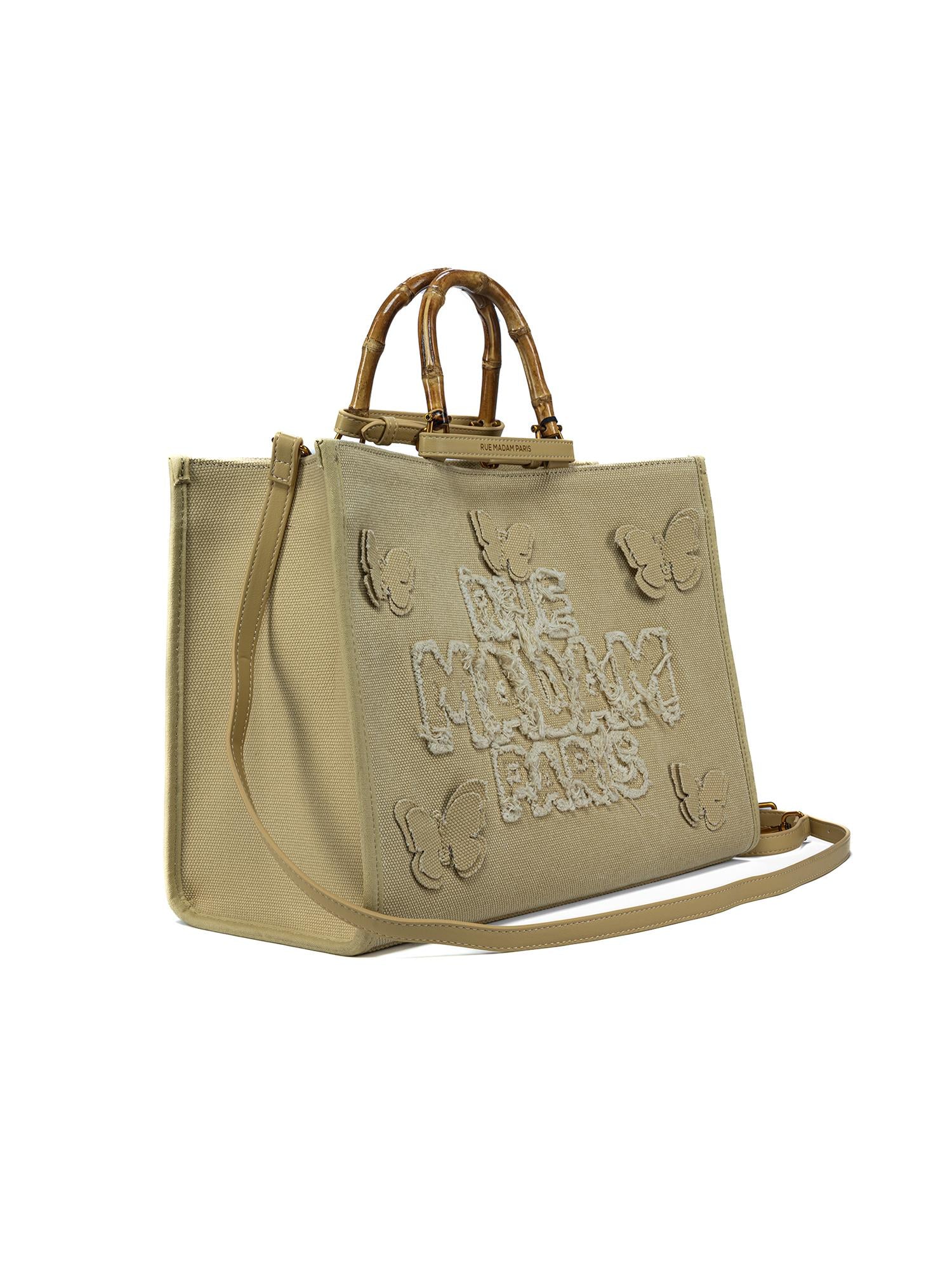 Shopping Butterfly in canvas crema BUTTERFLY TOTE B RUE MADAM
