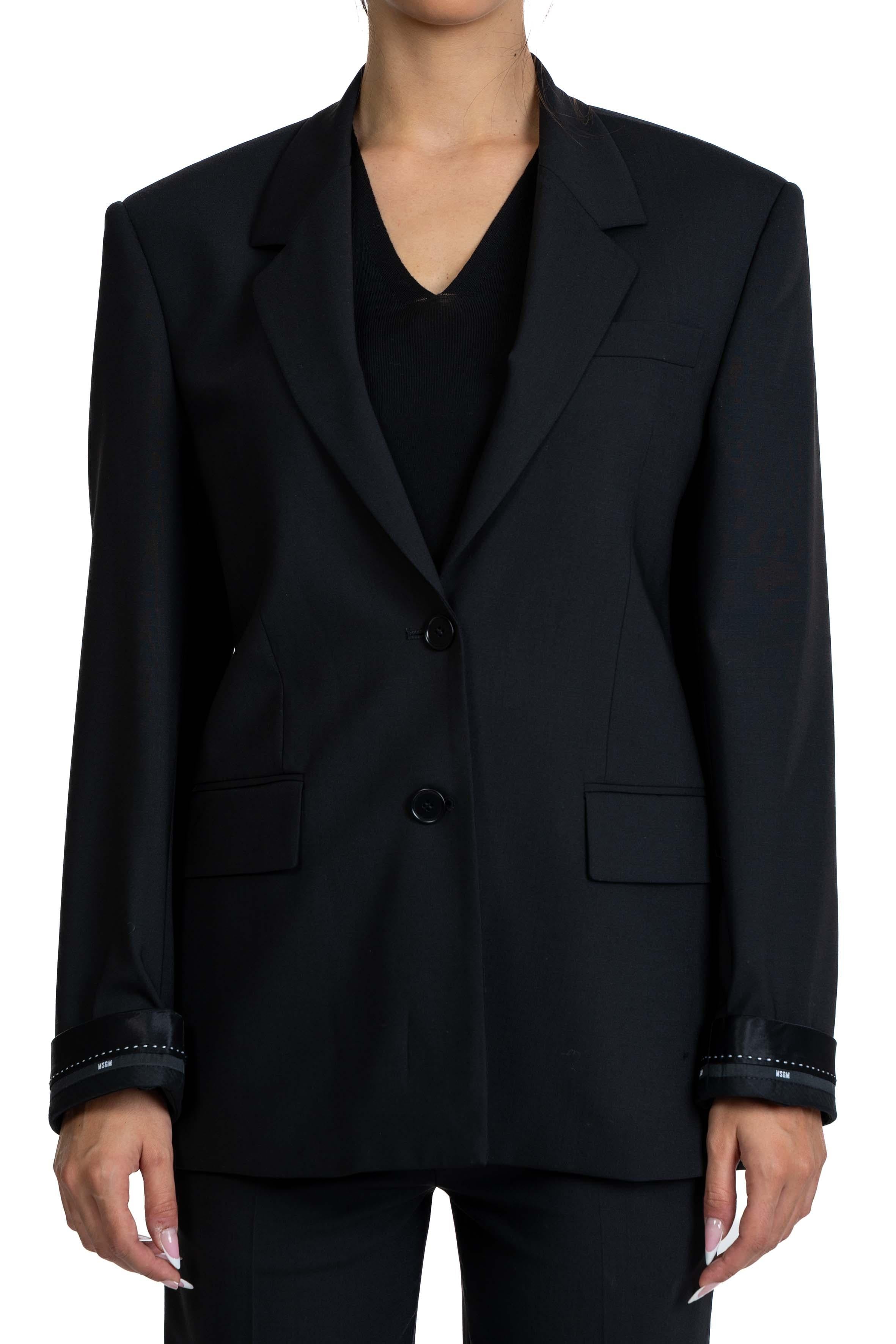 Giacca monopetto nero con risvolto maniche 3941 MDG09 BLACK MSGM