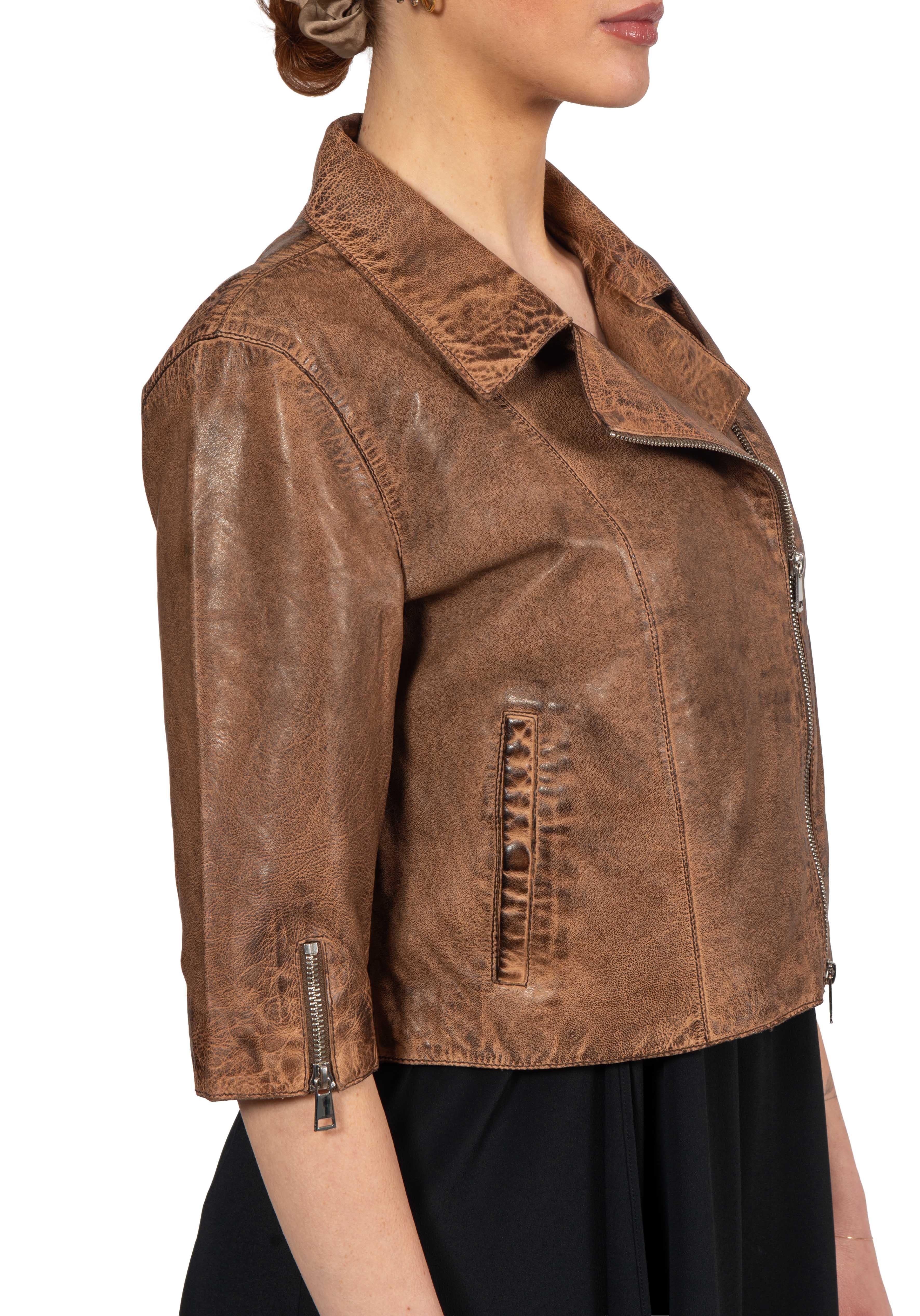 Chiodo in pelle marrone KIKI CUOIO THE JACKIE LEATHERS