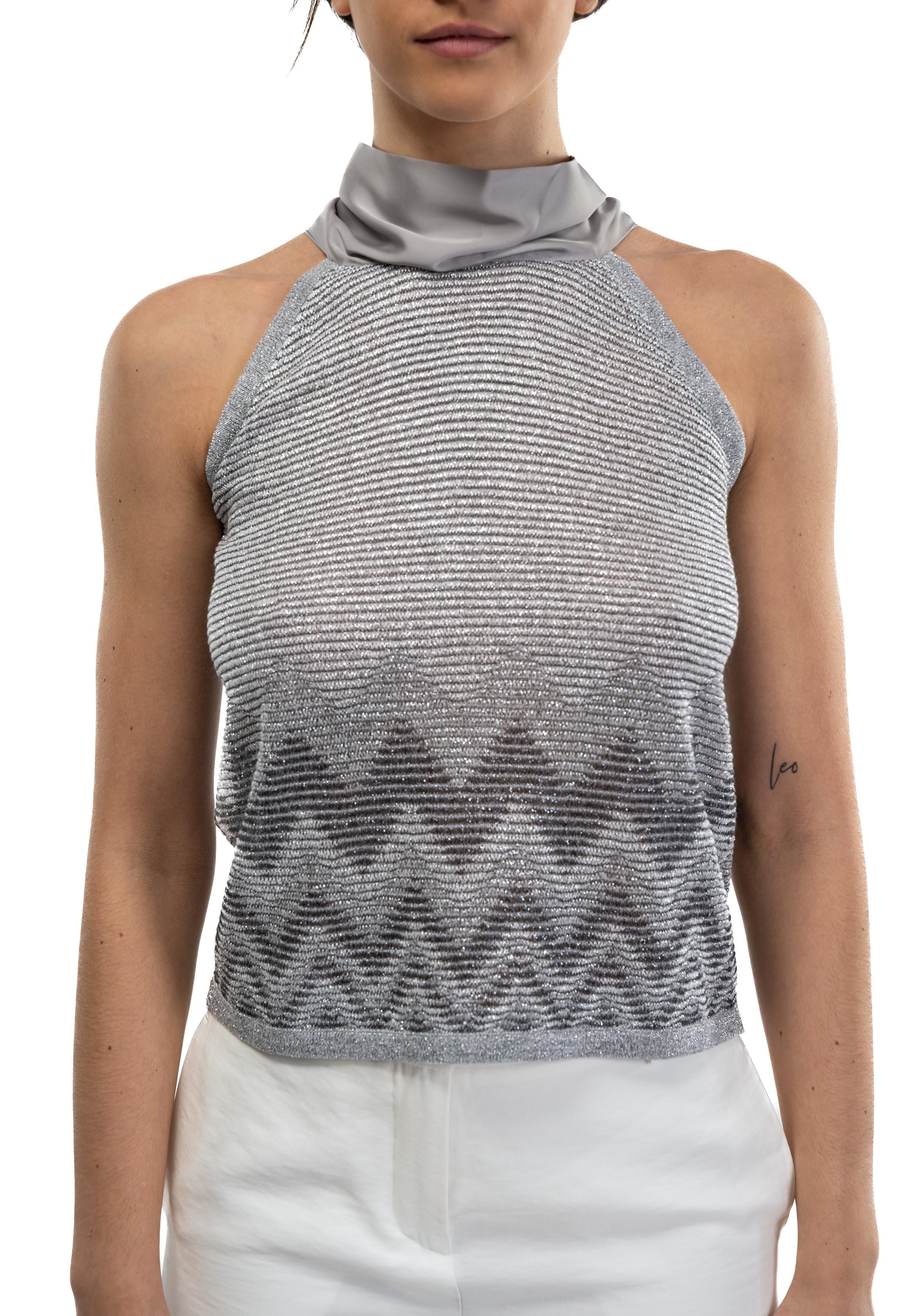 Top lurex con fiocco 60185 12 ACCIAIO D.EXTERIOR
