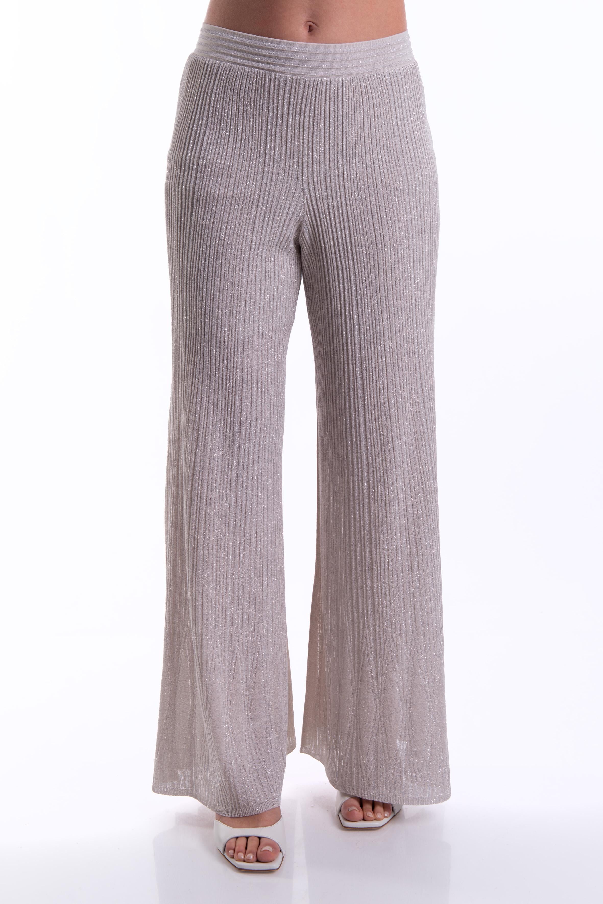 Pantalone palazzo lurex ghiaccio 58364 G D.EXTERIOR