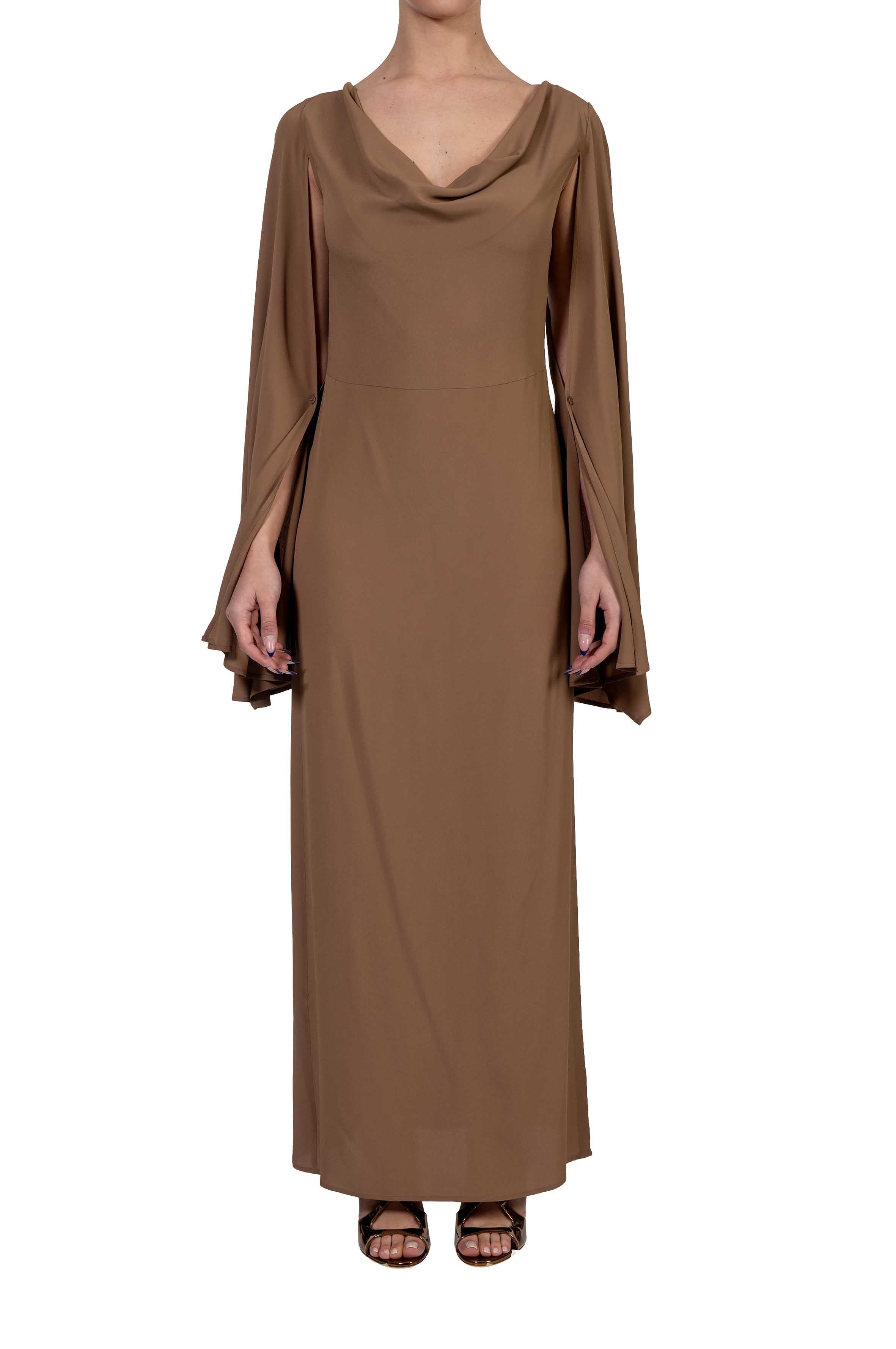 Abito lungo con collo drappeggiato. 41204 NOCCIOLA FEDERICA TOSI
