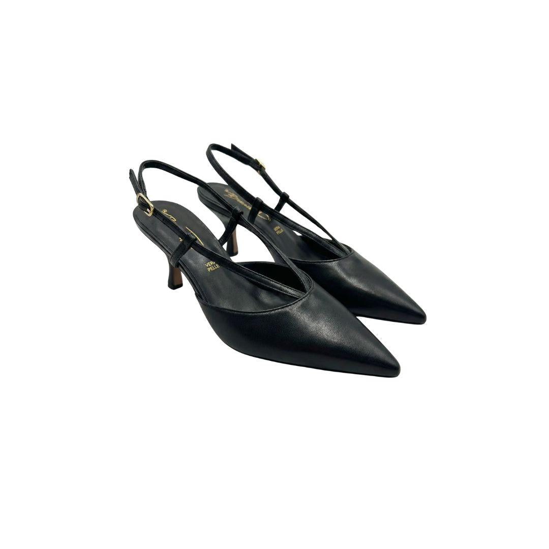 Slingback nera 671 671 NERO BIANCA DI
