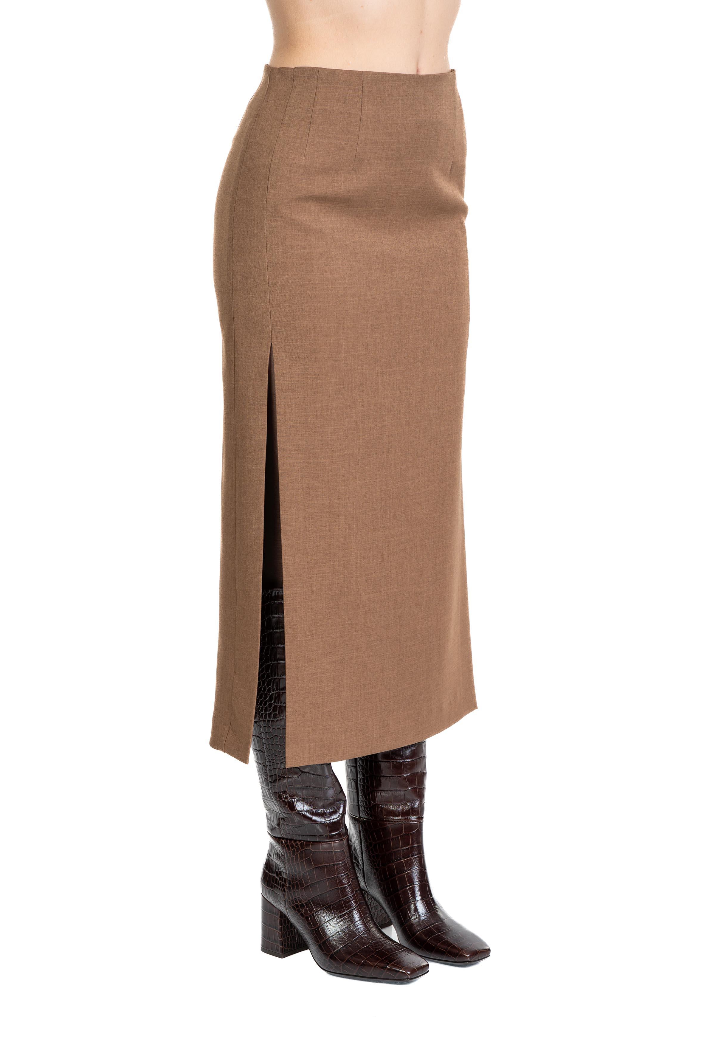 Gonna lounguette con spacchi cammello 4699 4334 TABACCO ALICE MILLER
