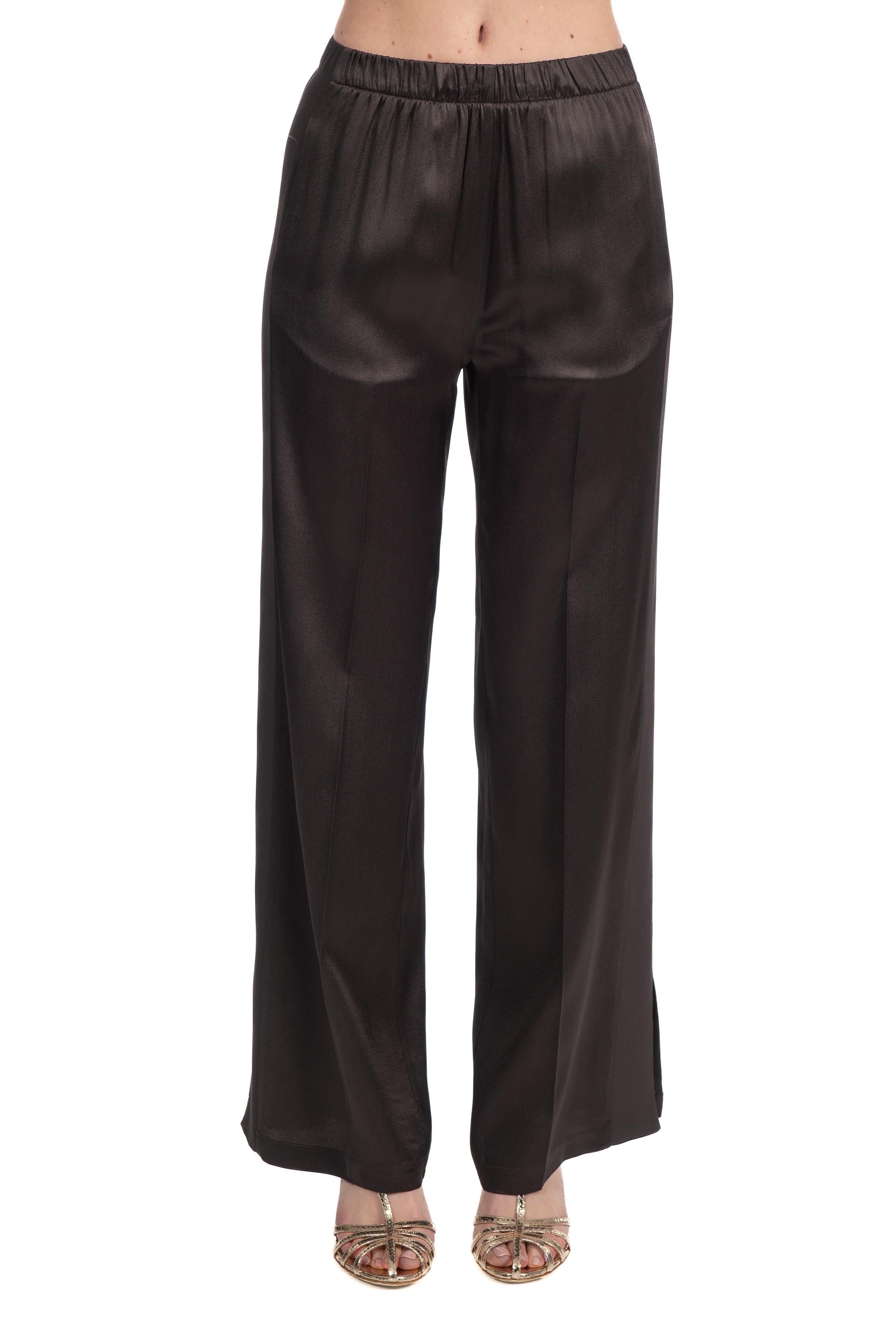 Pantalone Lucia raso cacao LUCIA Y6SM39 DARK CACAO SEMICOUTURE