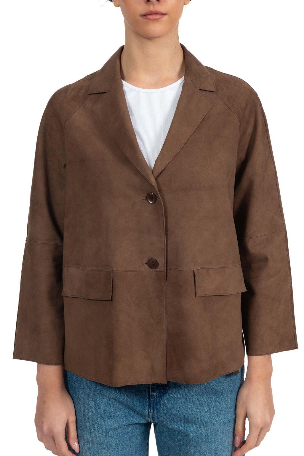 Giacca in camoscio Lara marrone LARA 126 THE JACKIE LEATHERS