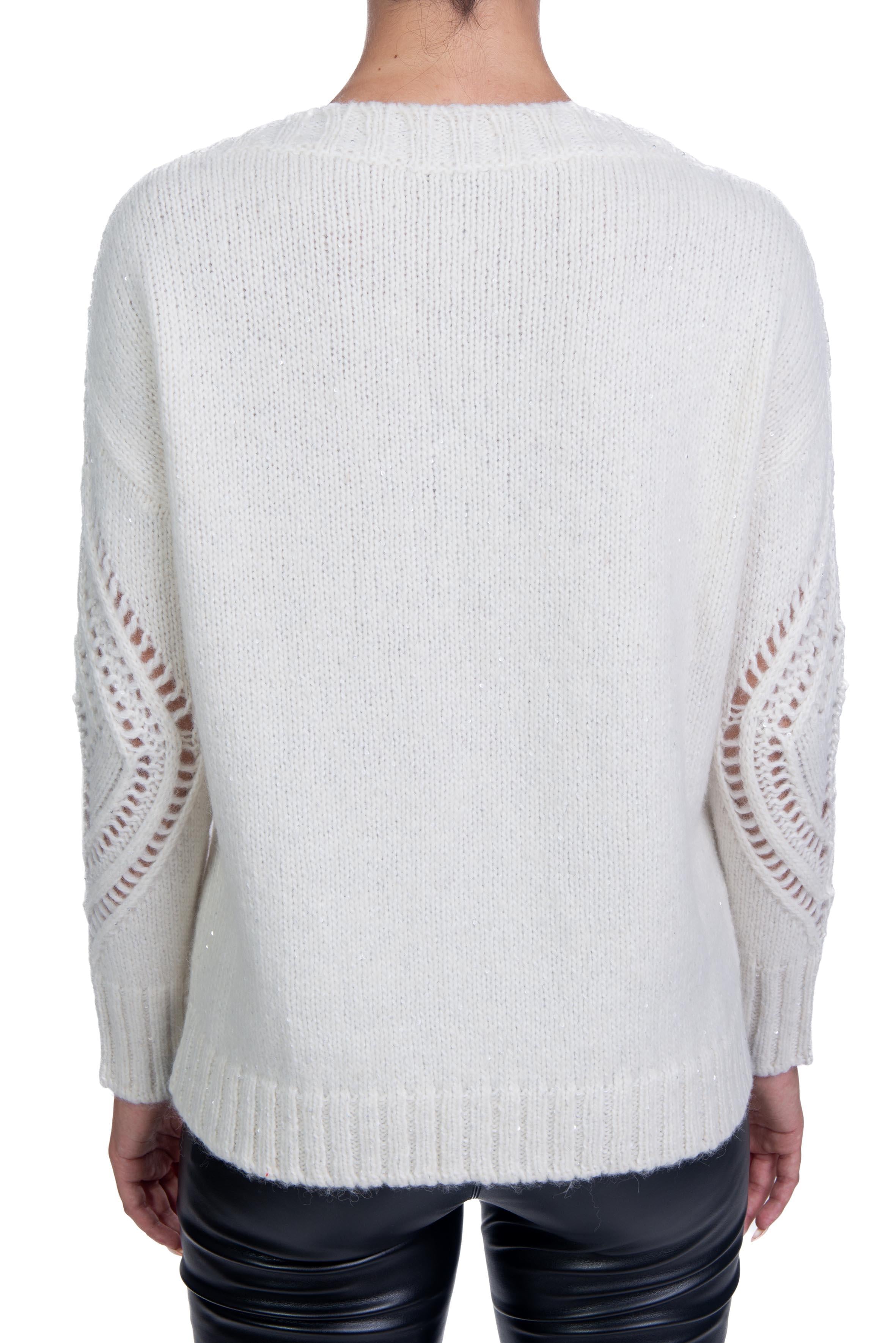 Maglia con intarzio panna 59485 P D.EXTERIOR
