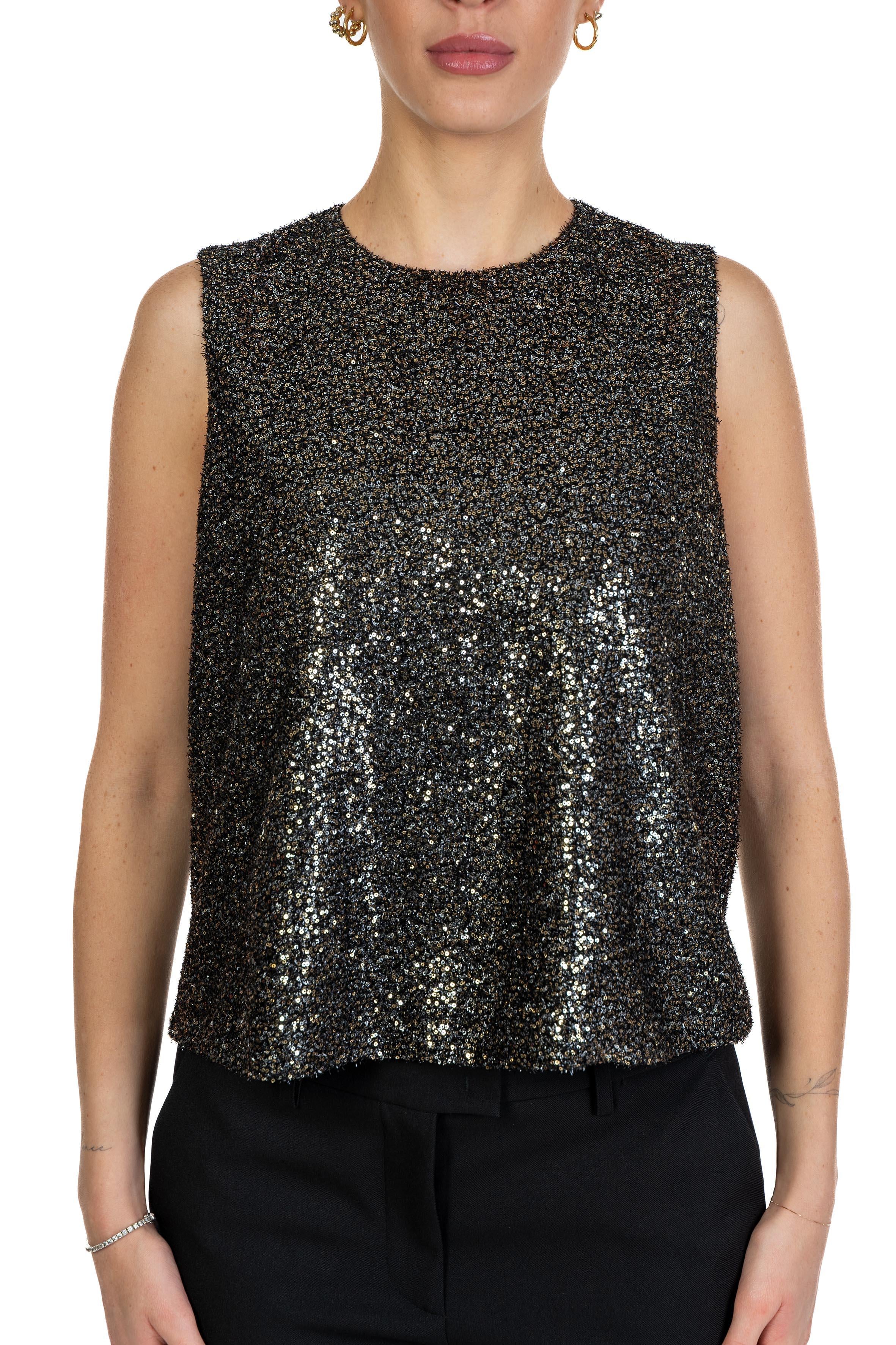 Top paillettes argento 4586 4378 SILVER ALICE MILLER