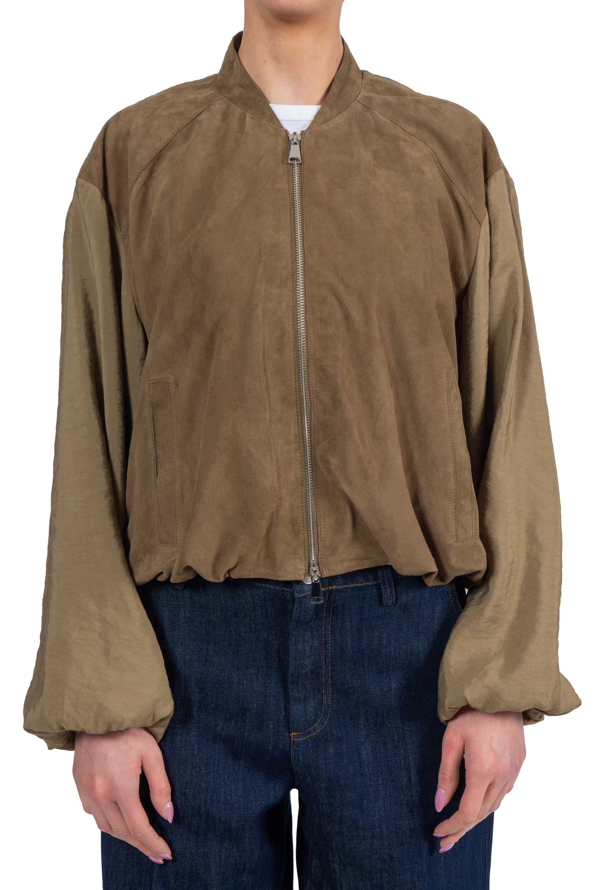Bomber in tessuto e camoscio ELLA MIX SALVIA THE JACKIE LEATHERS