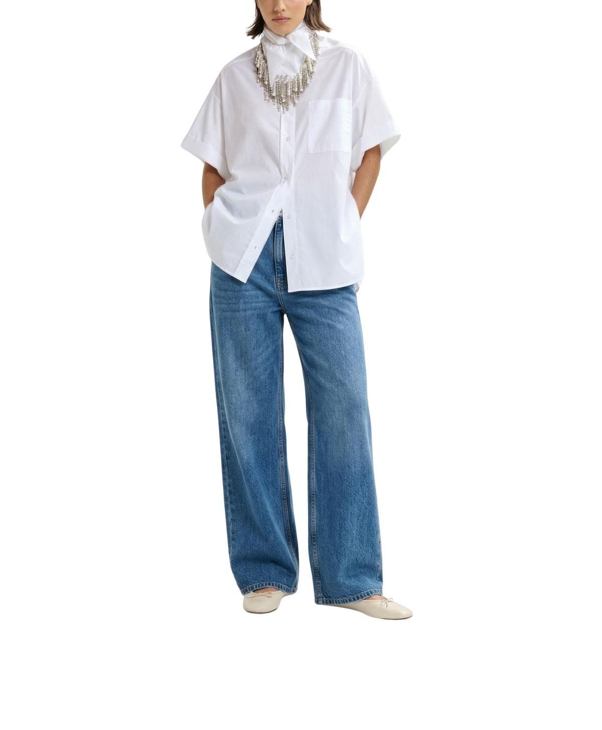 Camicia a righe bianca con dettaglio ricamato e foulard a parte JASLEEN OFF WHITE ESSENTIEL ANTWERP