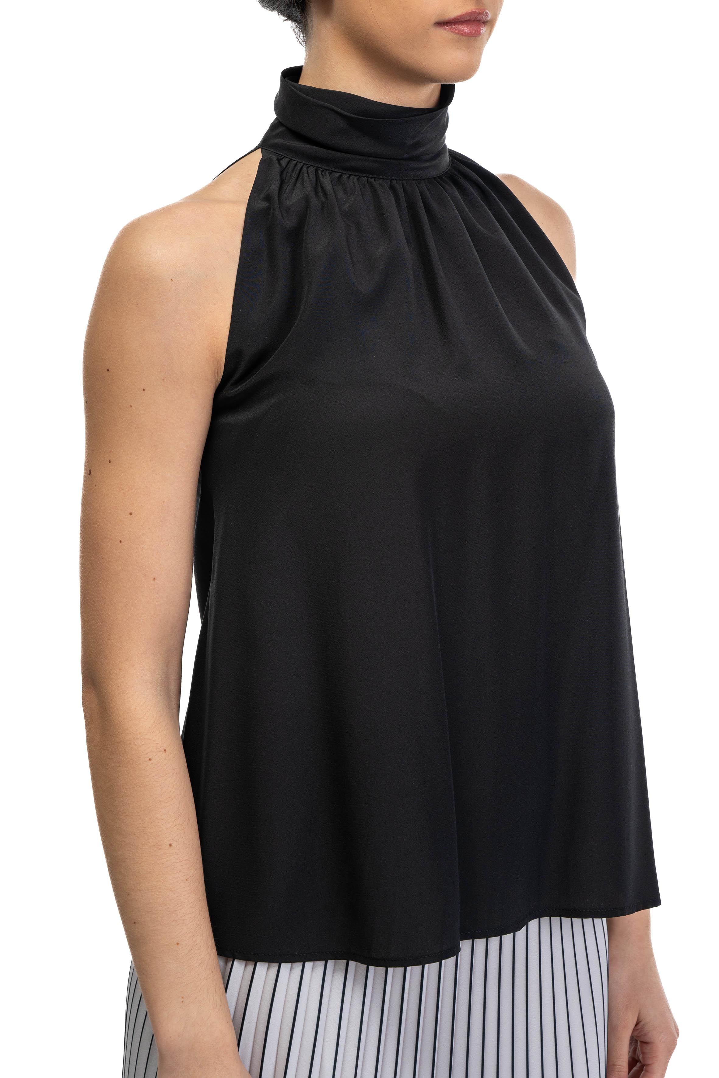 Top in seta nero F5SS03 Y69 LIVIANA CONTI