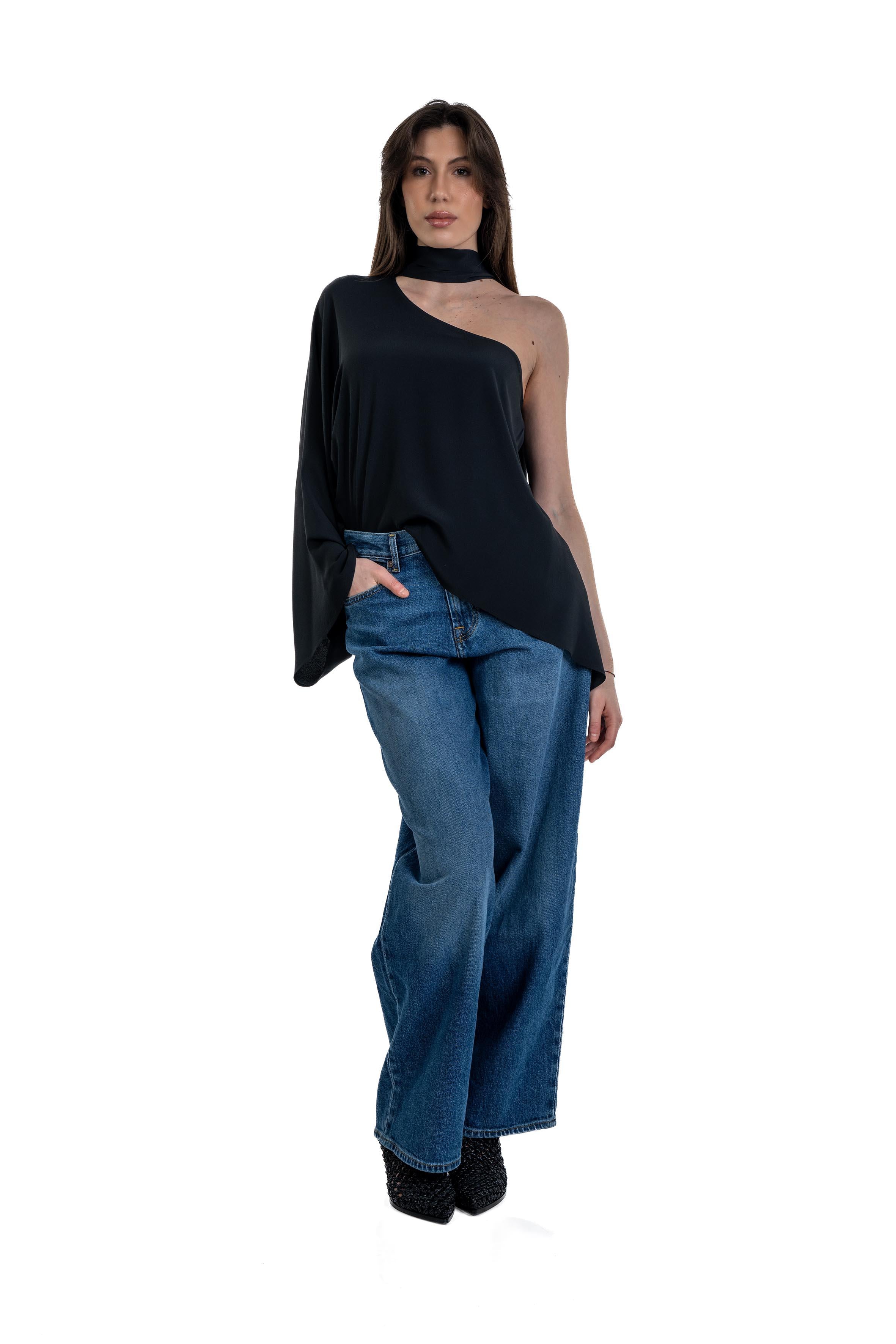 Crepe de chine one-shoulder 41106-412 BLACK 29 FEDERICA TOSI