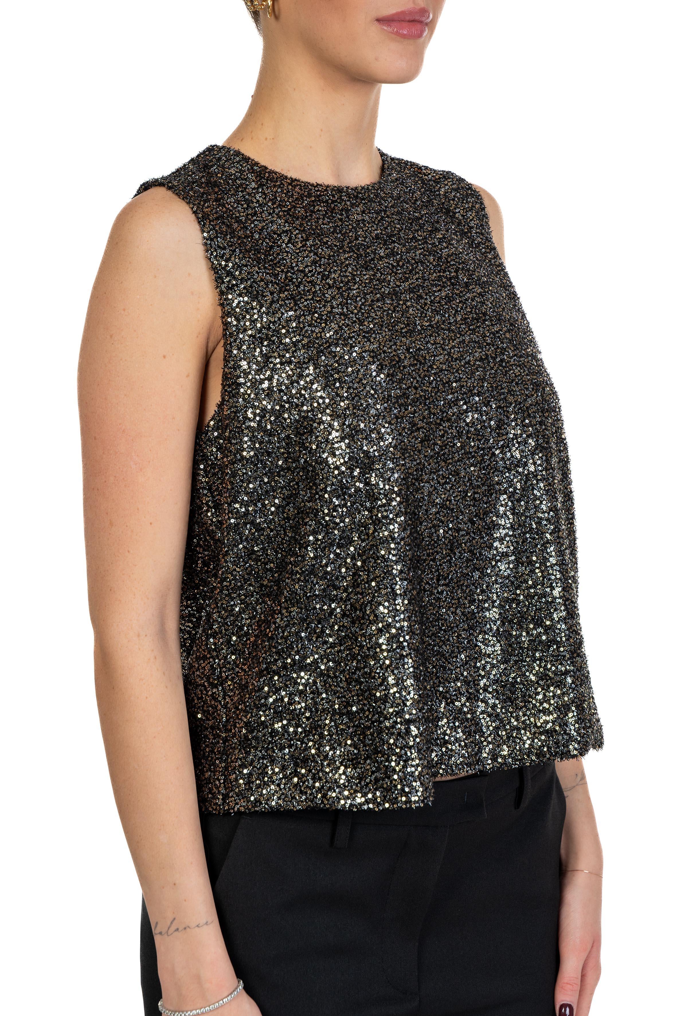Top paillettes argento 4586 4378 SILVER ALICE MILLER
