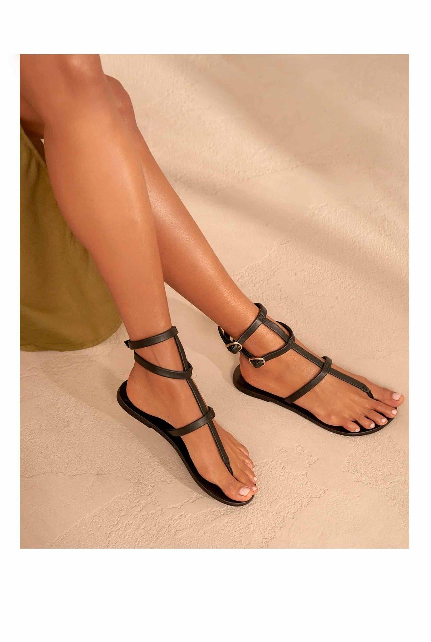 Sandali gladiatore Triomphe in pelle nera GLADIATOR N MANEBI