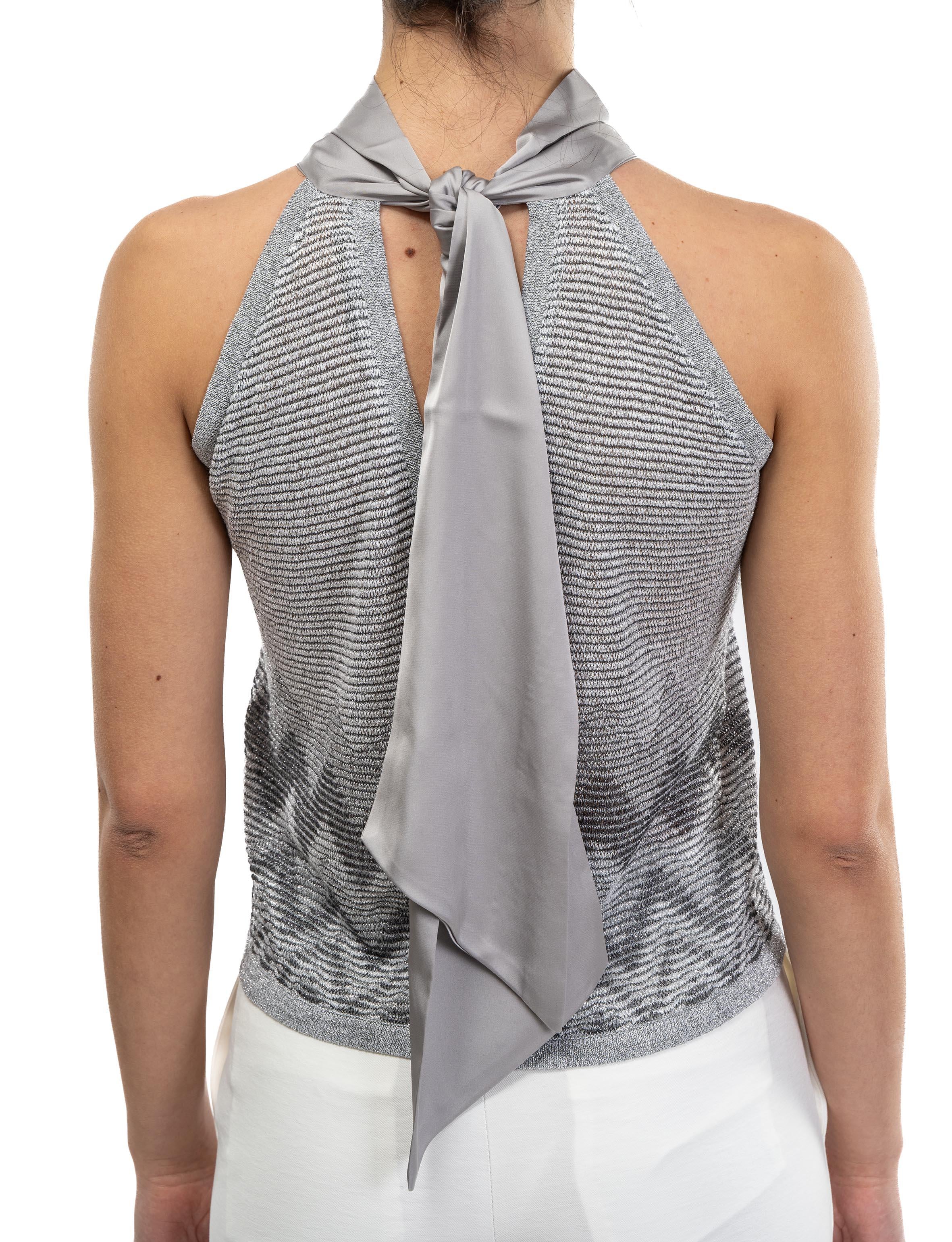 Top lurex con fiocco 60185 12 ACCIAIO D.EXTERIOR