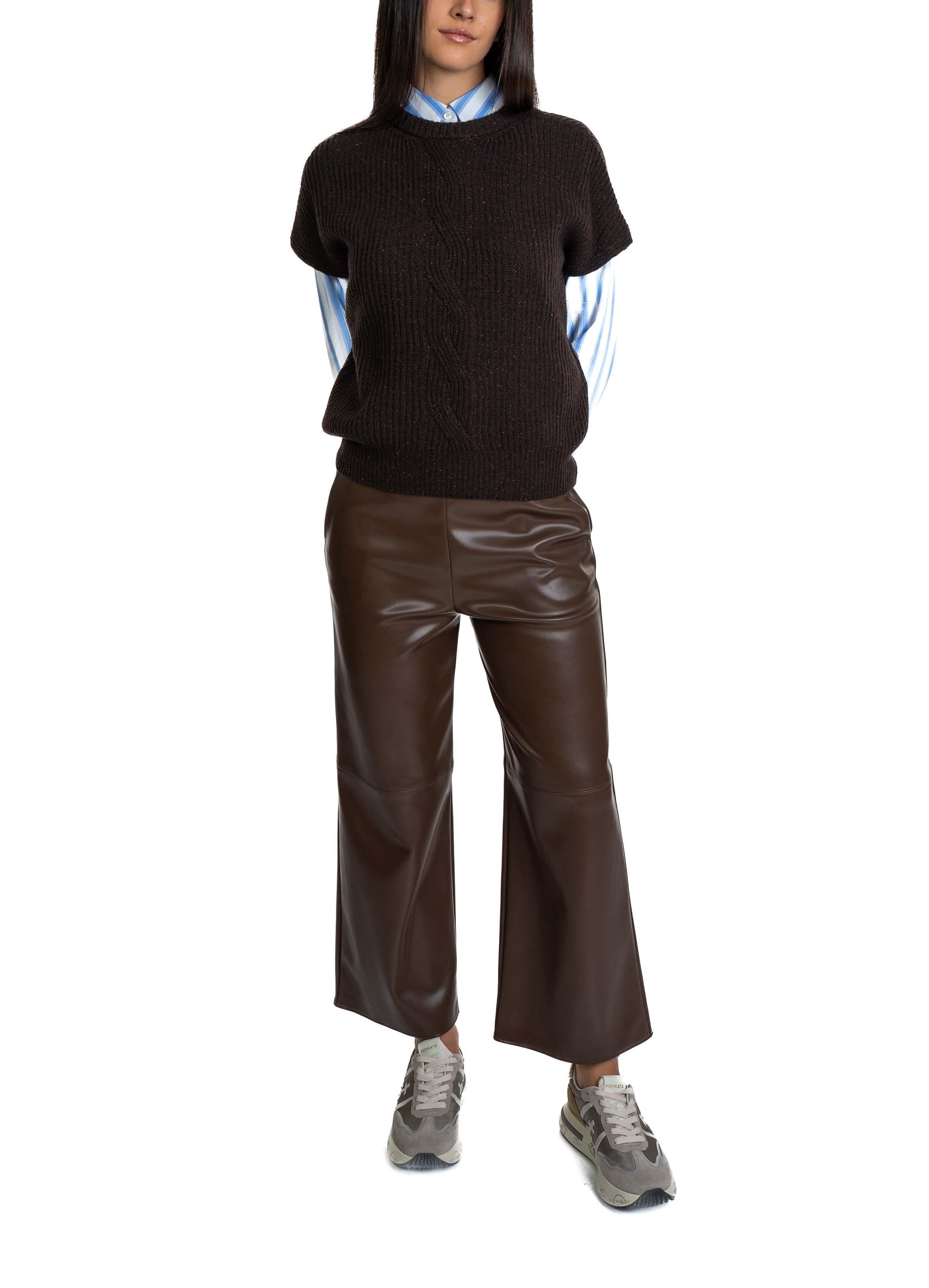 Gilet in lana trecce 61246 WENGE D.EXTERIOR