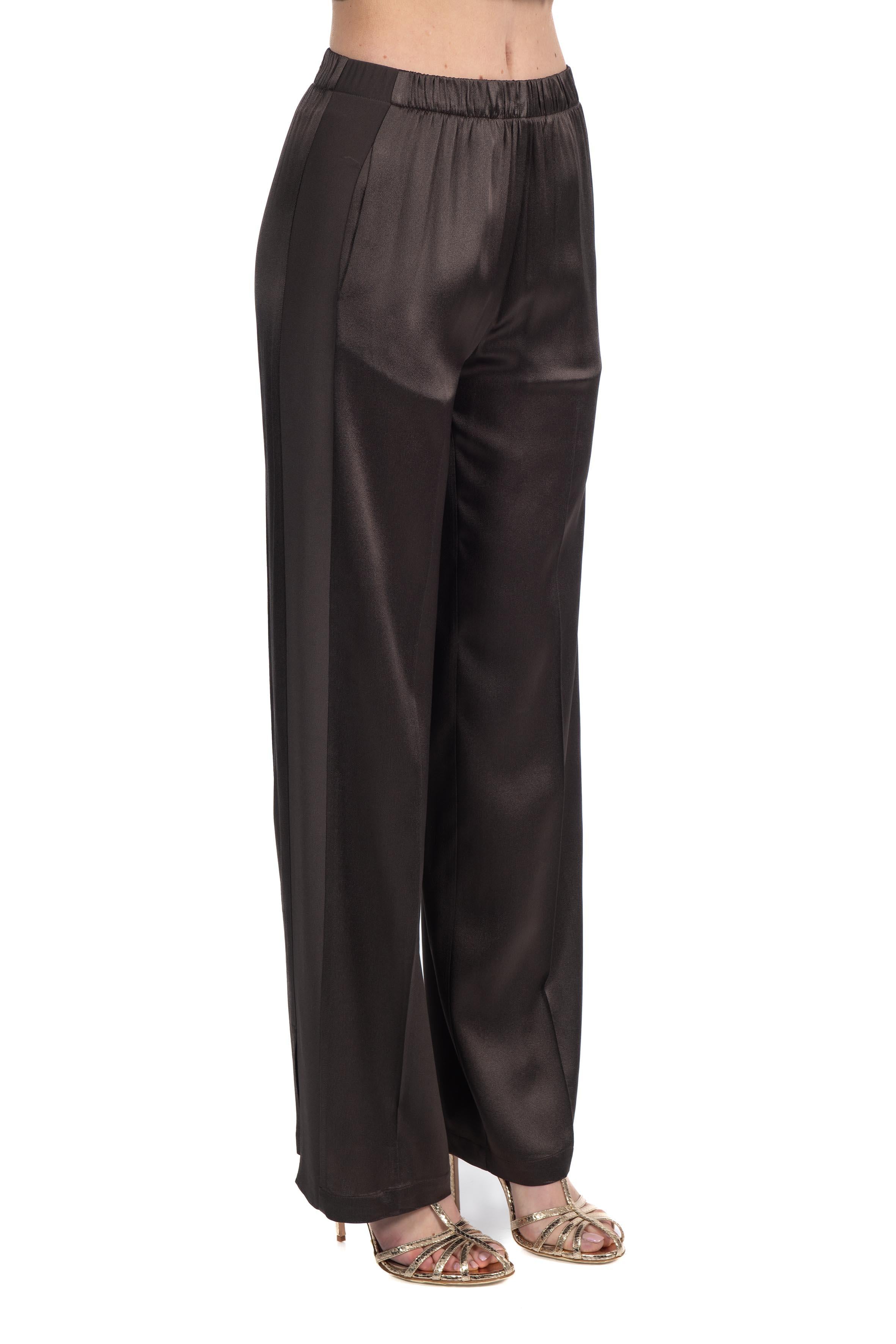 Pantalone Lucia raso cacao LUCIA Y6SM39 DARK CACAO SEMICOUTURE