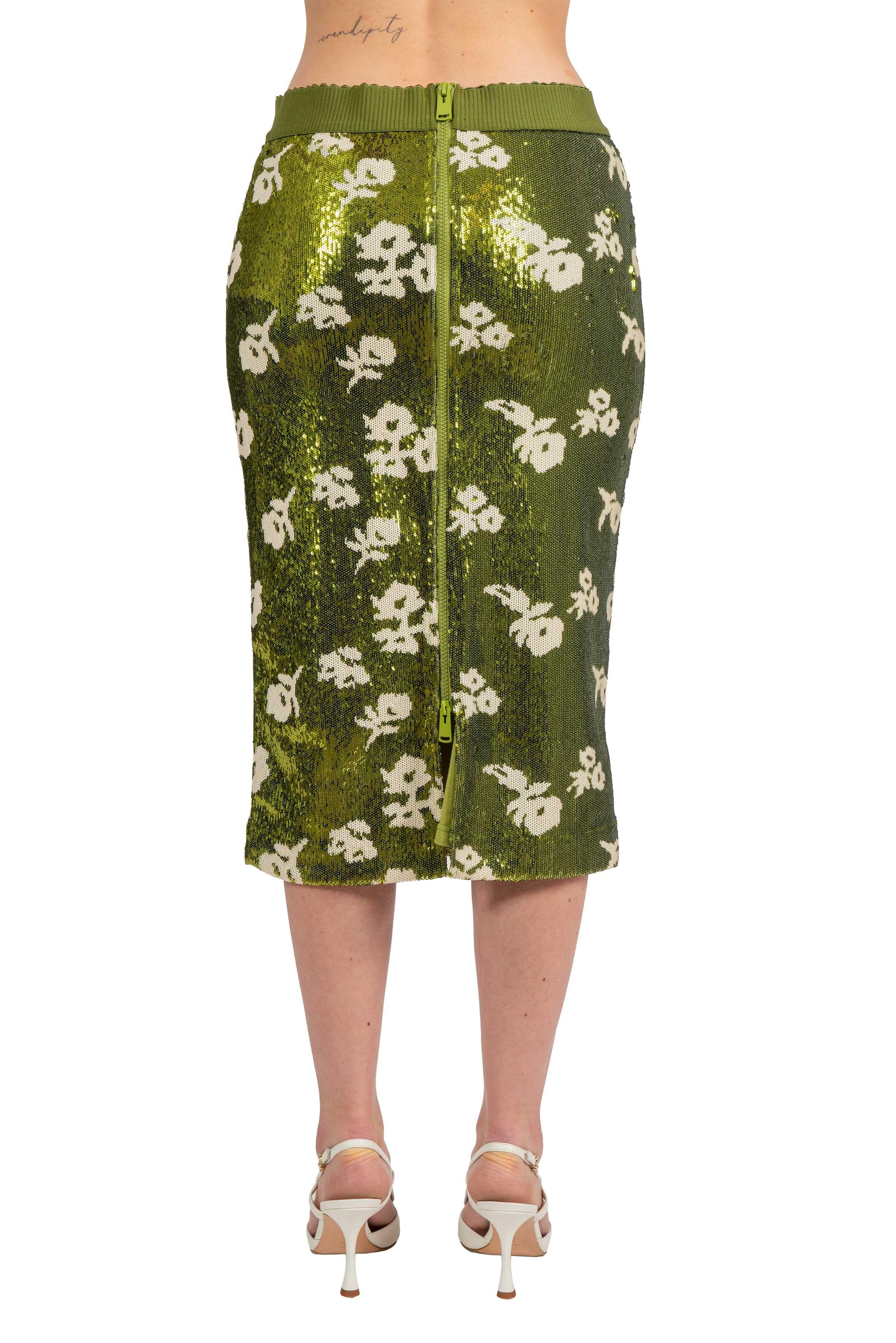 Gonna longuette con paillettes JORINDA OLIVE ESSENTIEL ANTWERP