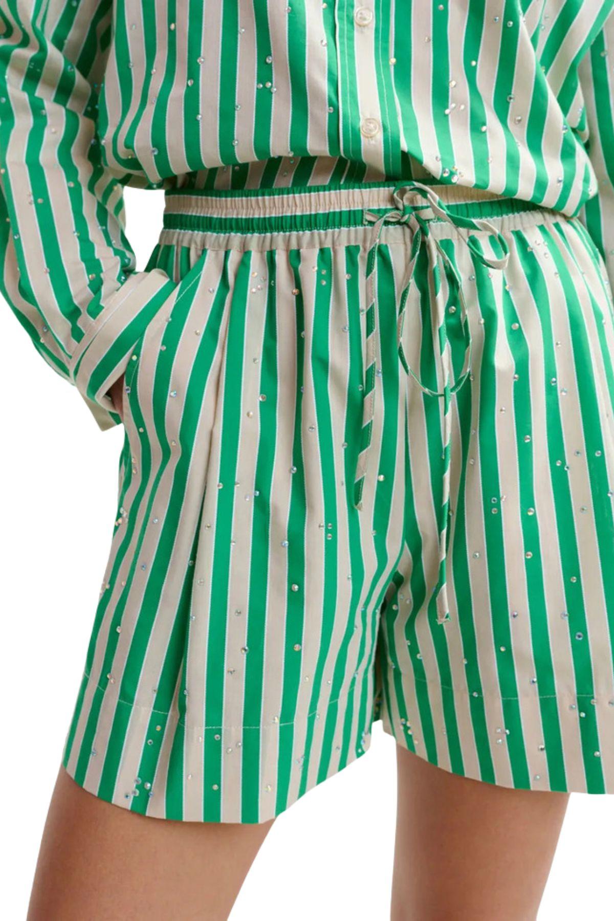 Short Jeeuw a righe verdi JEEUW MINI SHORT OFF WHITE ESSENTIEL ANTWERP
