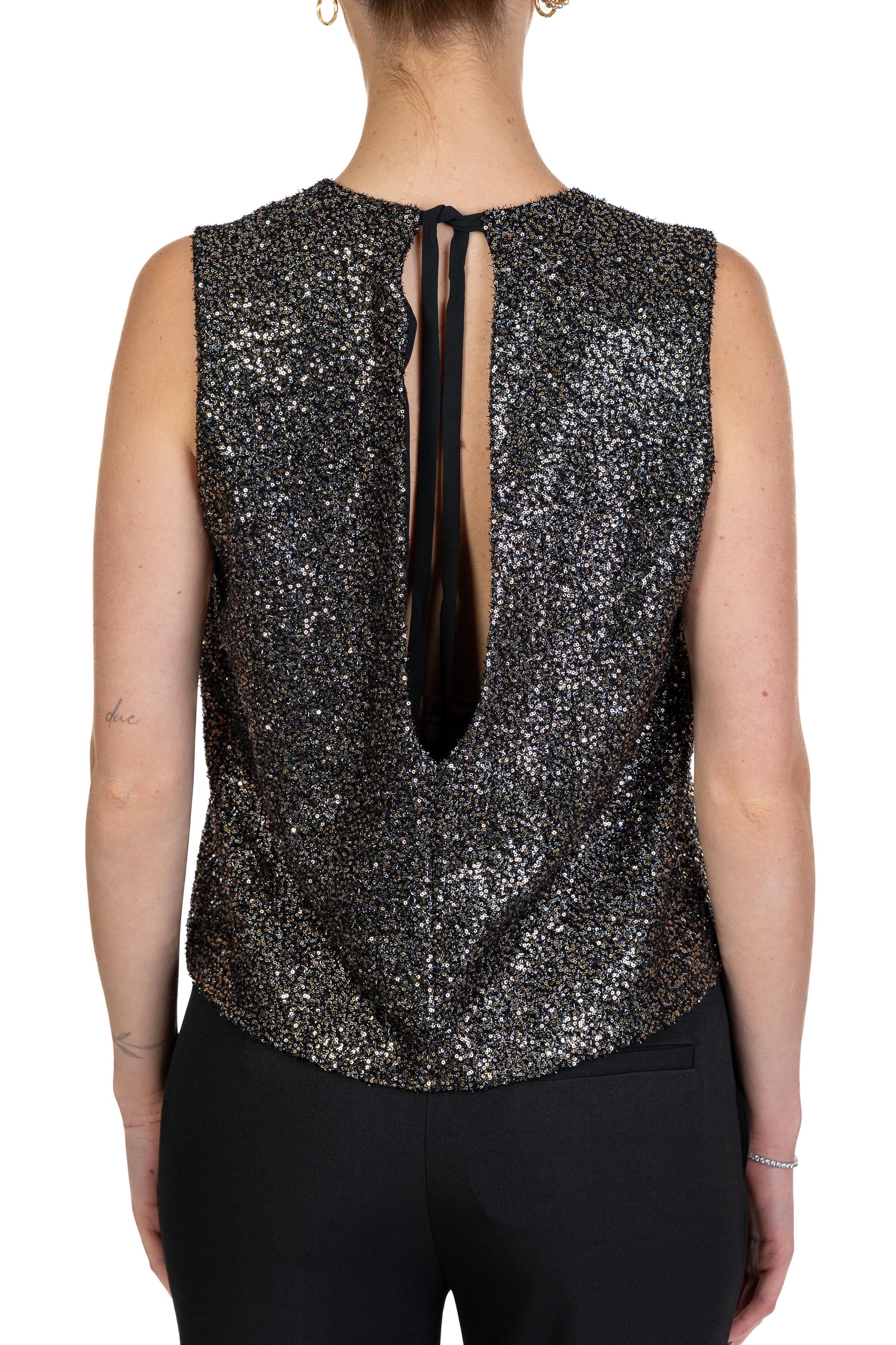 Top paillettes argento 4586 4378 SILVER ALICE MILLER