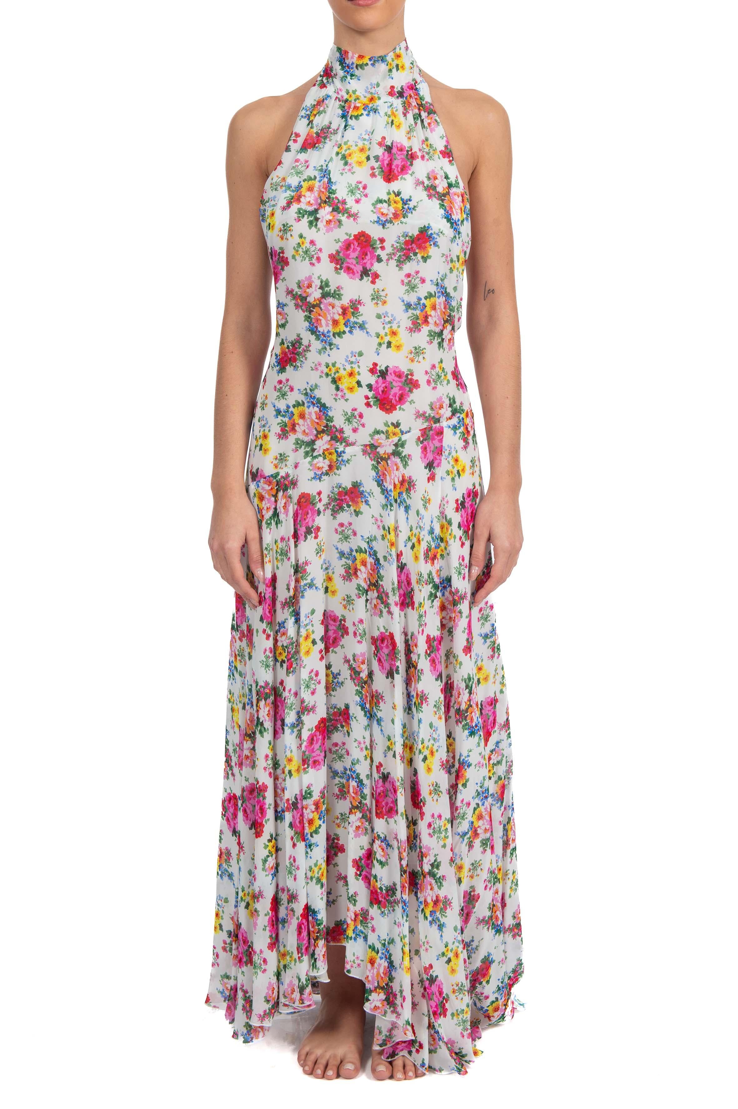 Abito lungo fantasia fiori MSGM 4041MDA26 WHITE MSGM
